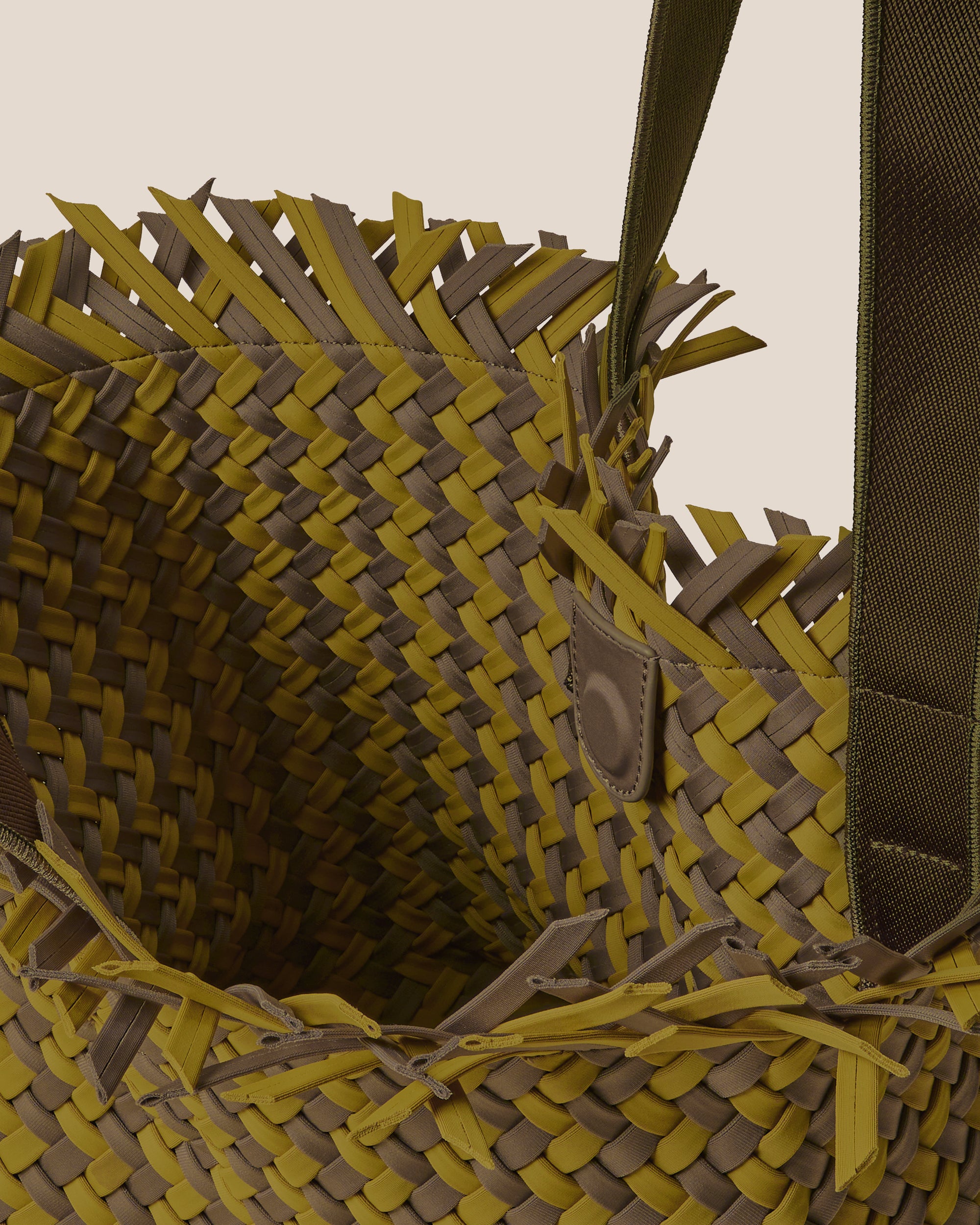 Interior close-up of Havana  in Palma showing its open top with magnetic snap closure, and unlined interior.