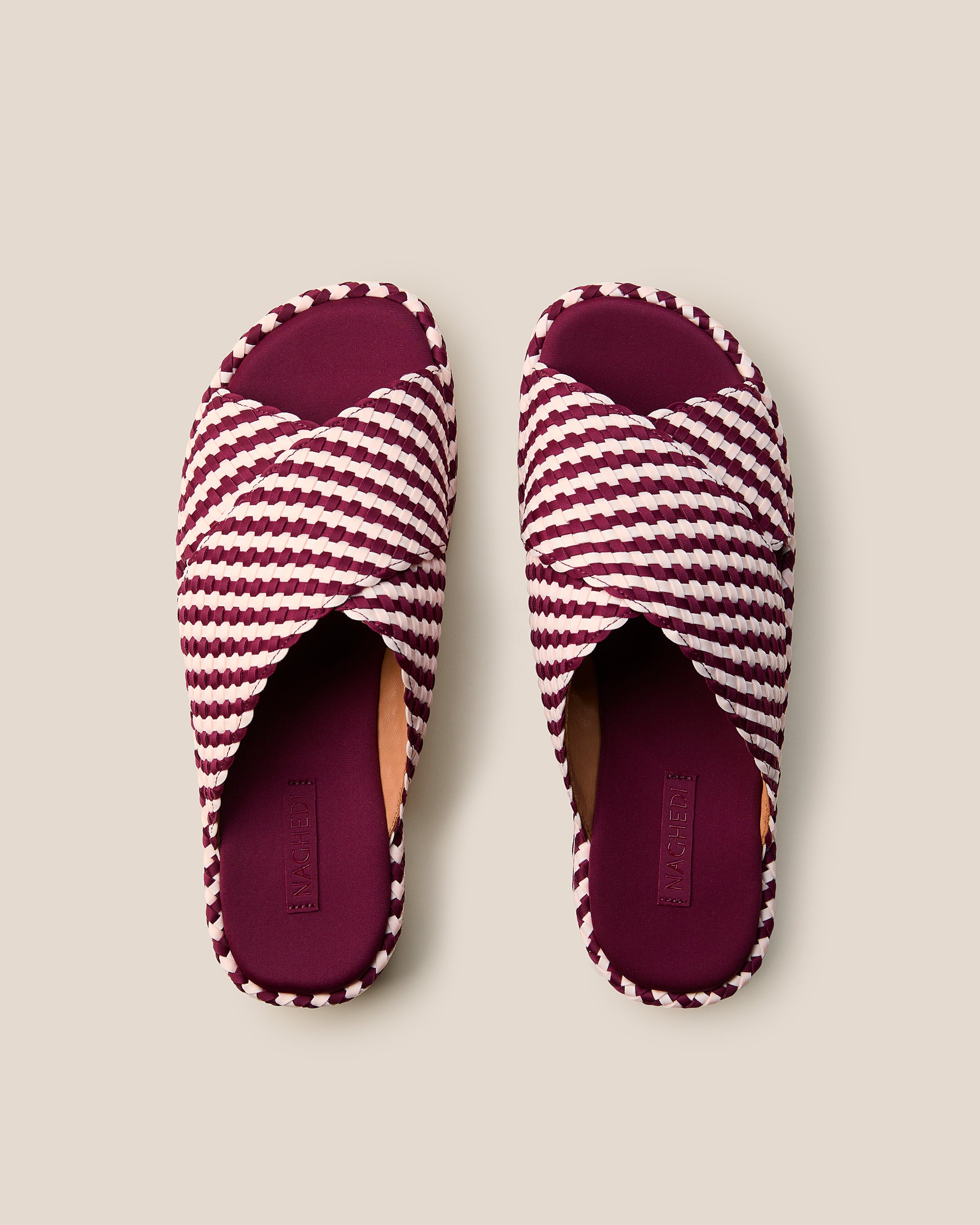 Top view of pair of The Laguna Platform in Jaipur showing the padded neoprene insole.