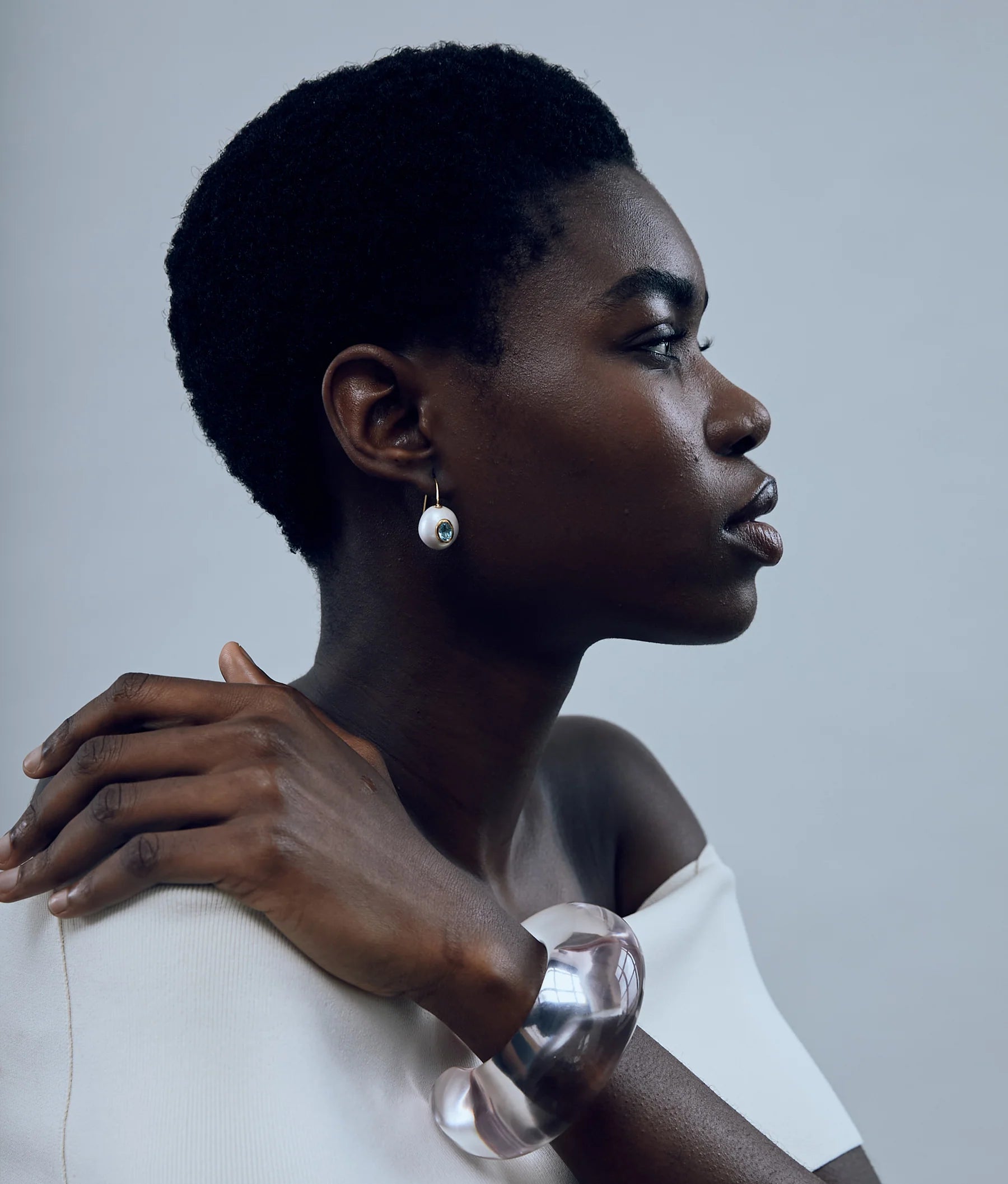 Lizzie Fortunato Arc Cuff in Lilac | On Model Close Up