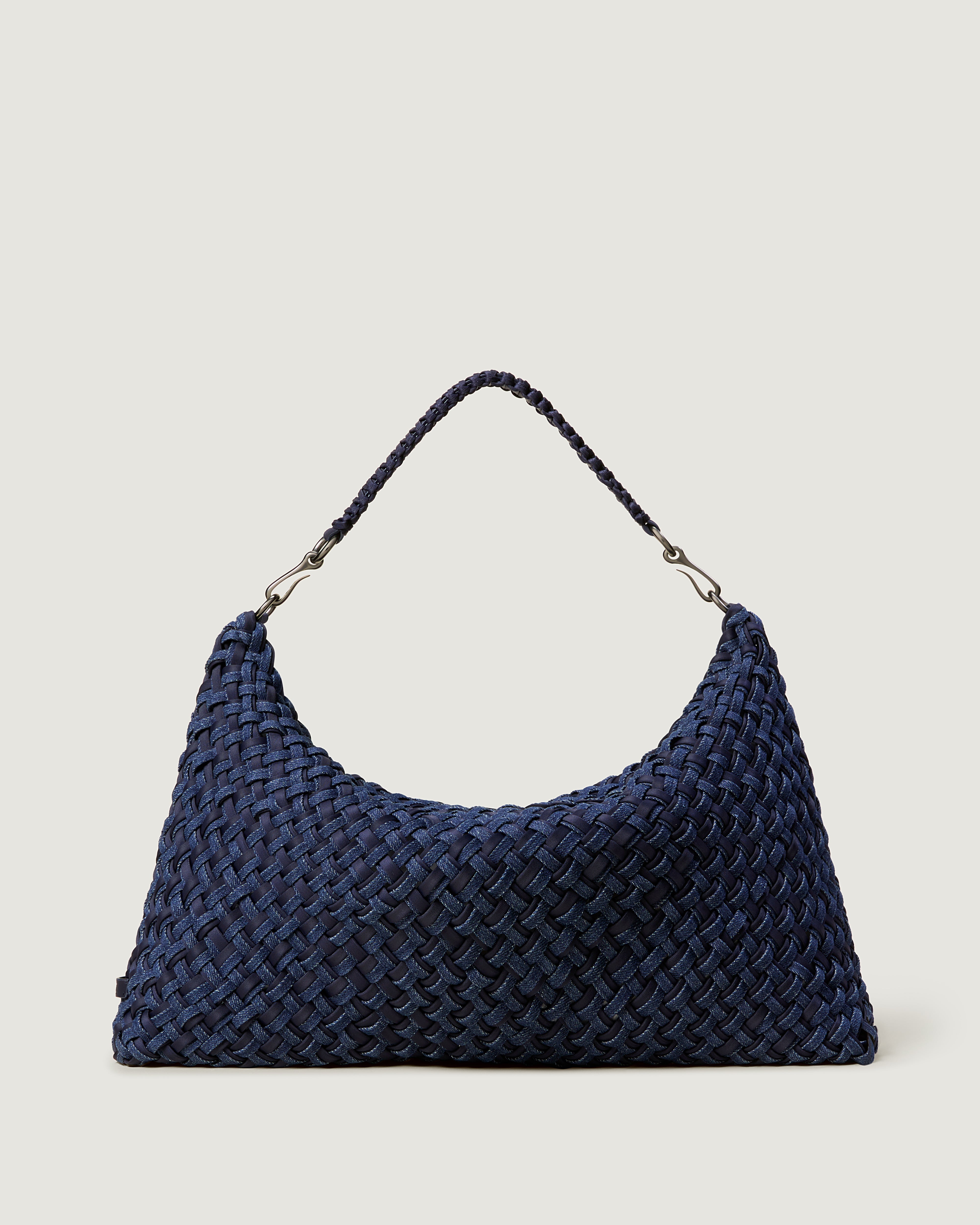 エンダースキーマ Hanging Purse(NAVY) Porto Medium Half-Moon Bag Double Weave Denim | Indigo