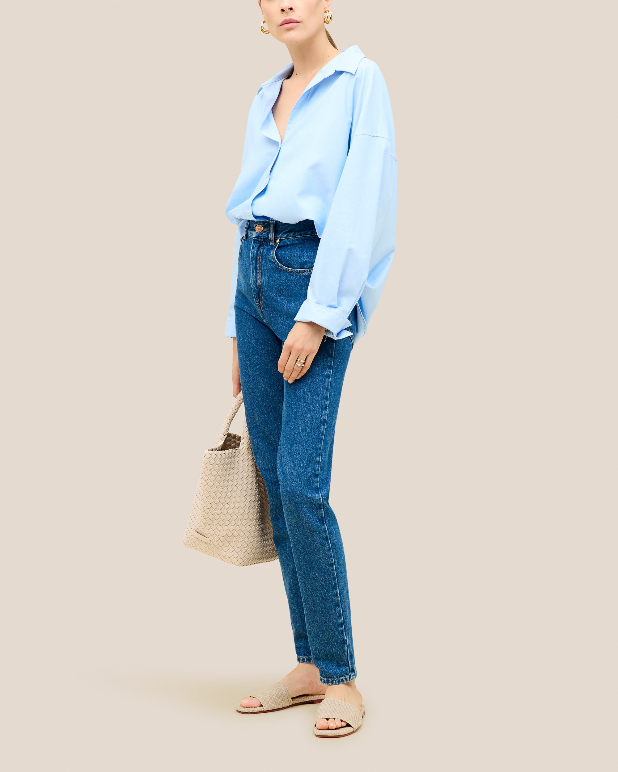 St. Barths Slide in Ecru | On Model Full Body