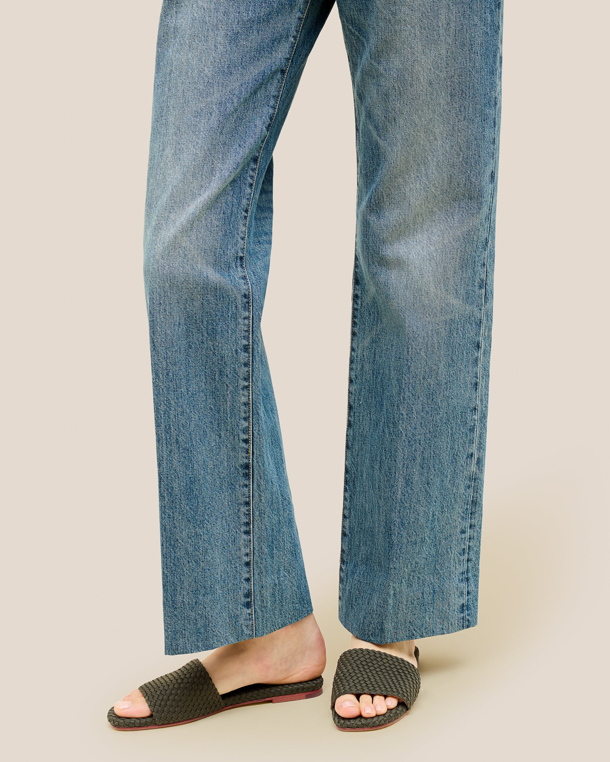The St. Barths Slide in Olive shown on model.