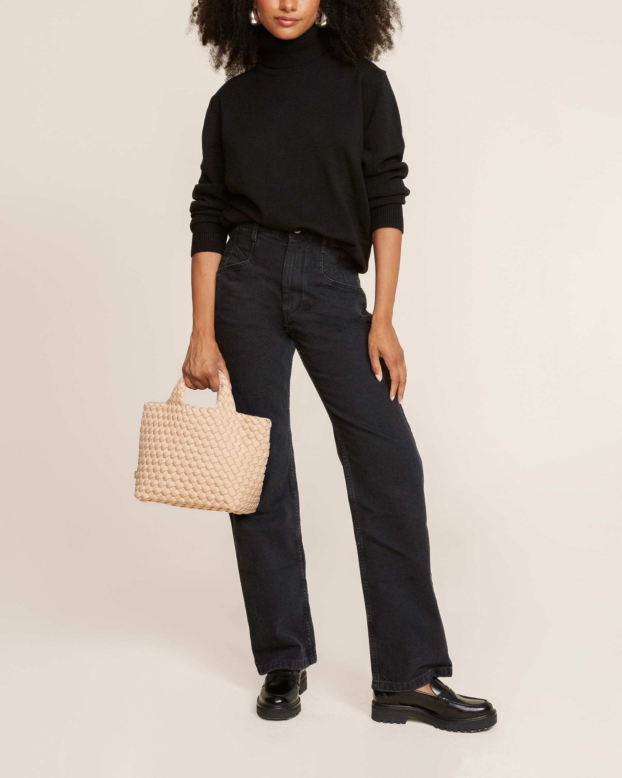 St. Barths Small Tote in Camel | On Model Full Body