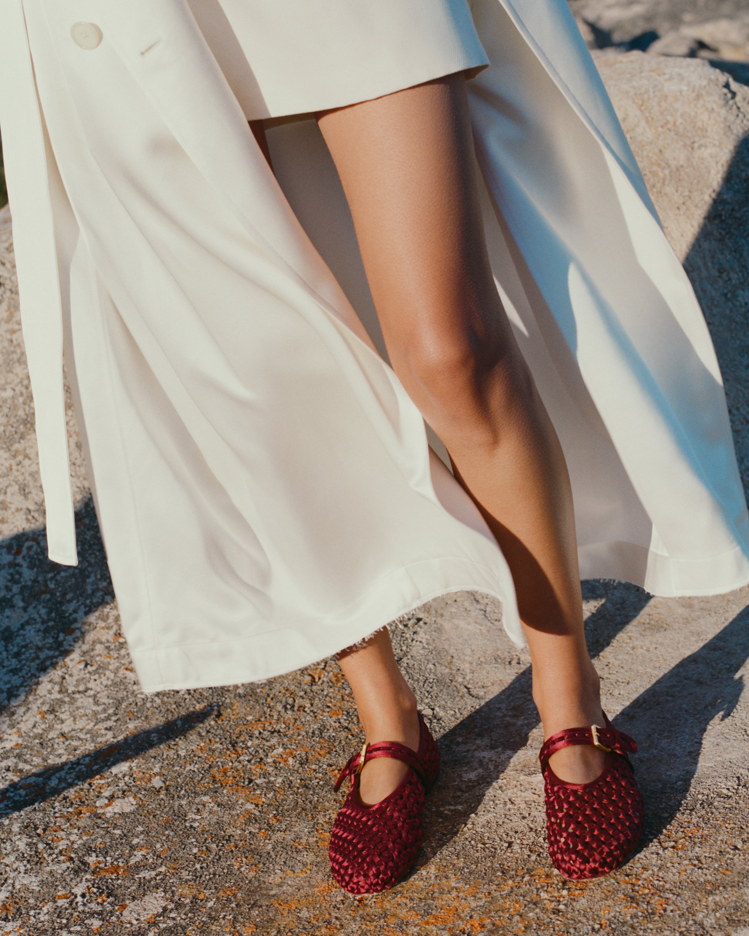 The Sydney Mary Jane in Garnet shown on model.
