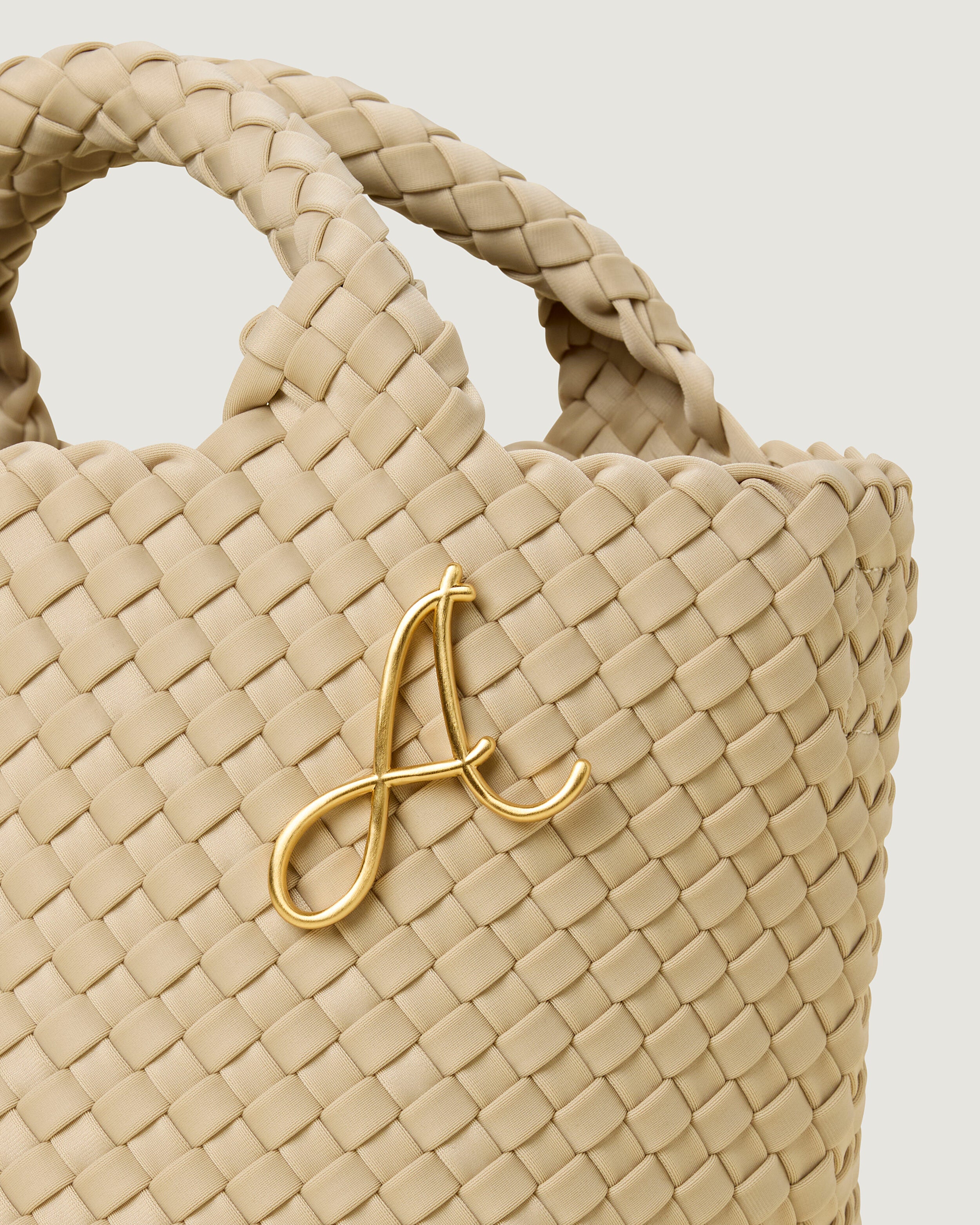 Alphabet Bag Charm in Brushed Gold | Detail