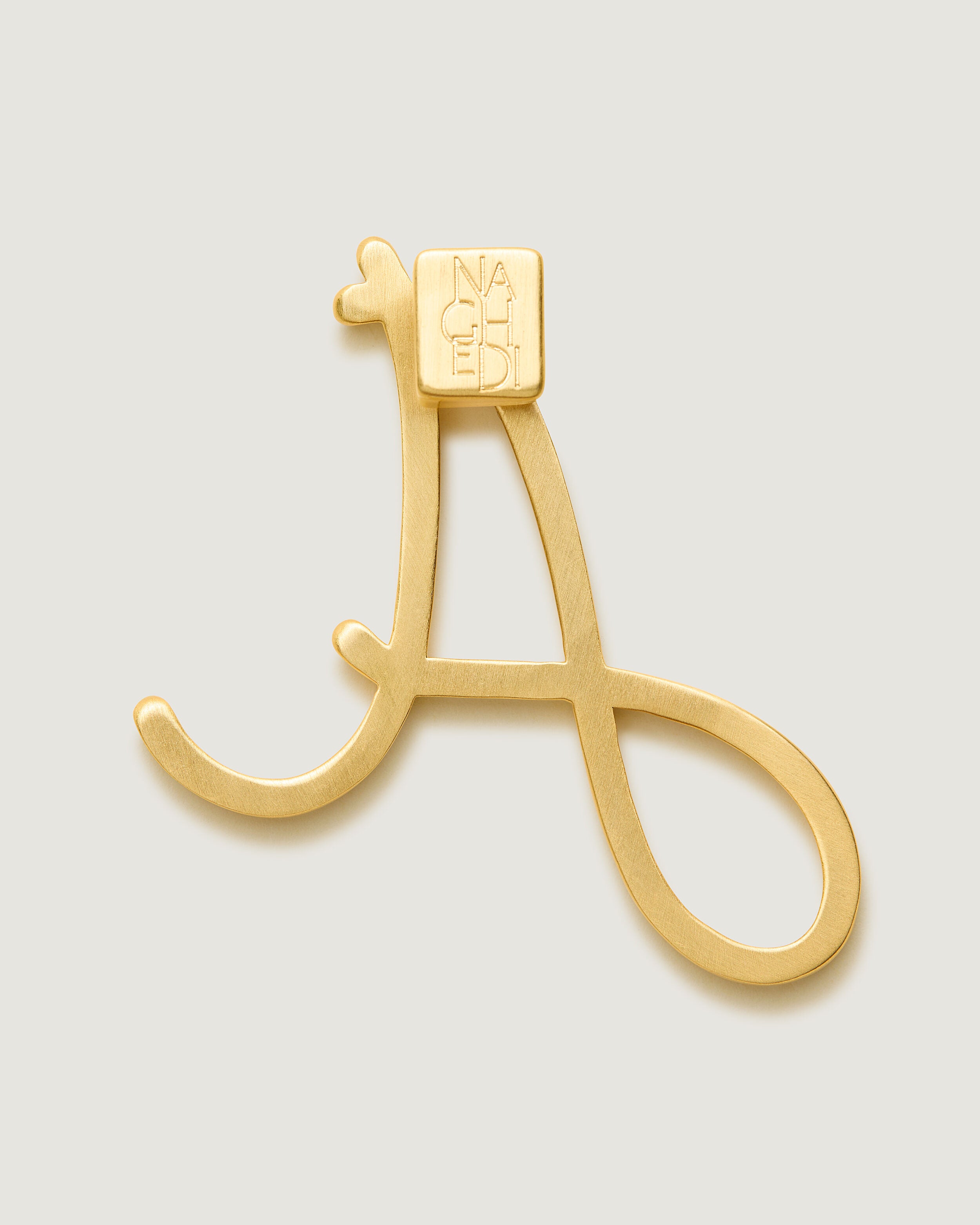 Alphabet Bag Charm in Brushed Gold | Back