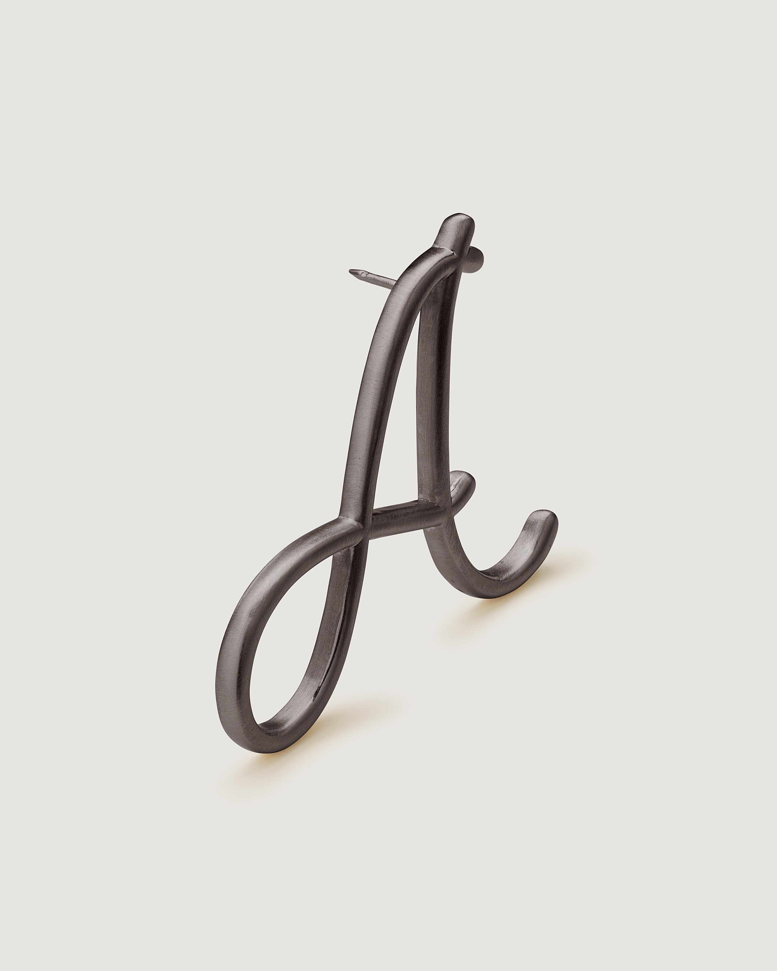 Alphabet Bag Charm in Brushed Gunmetal | Angle