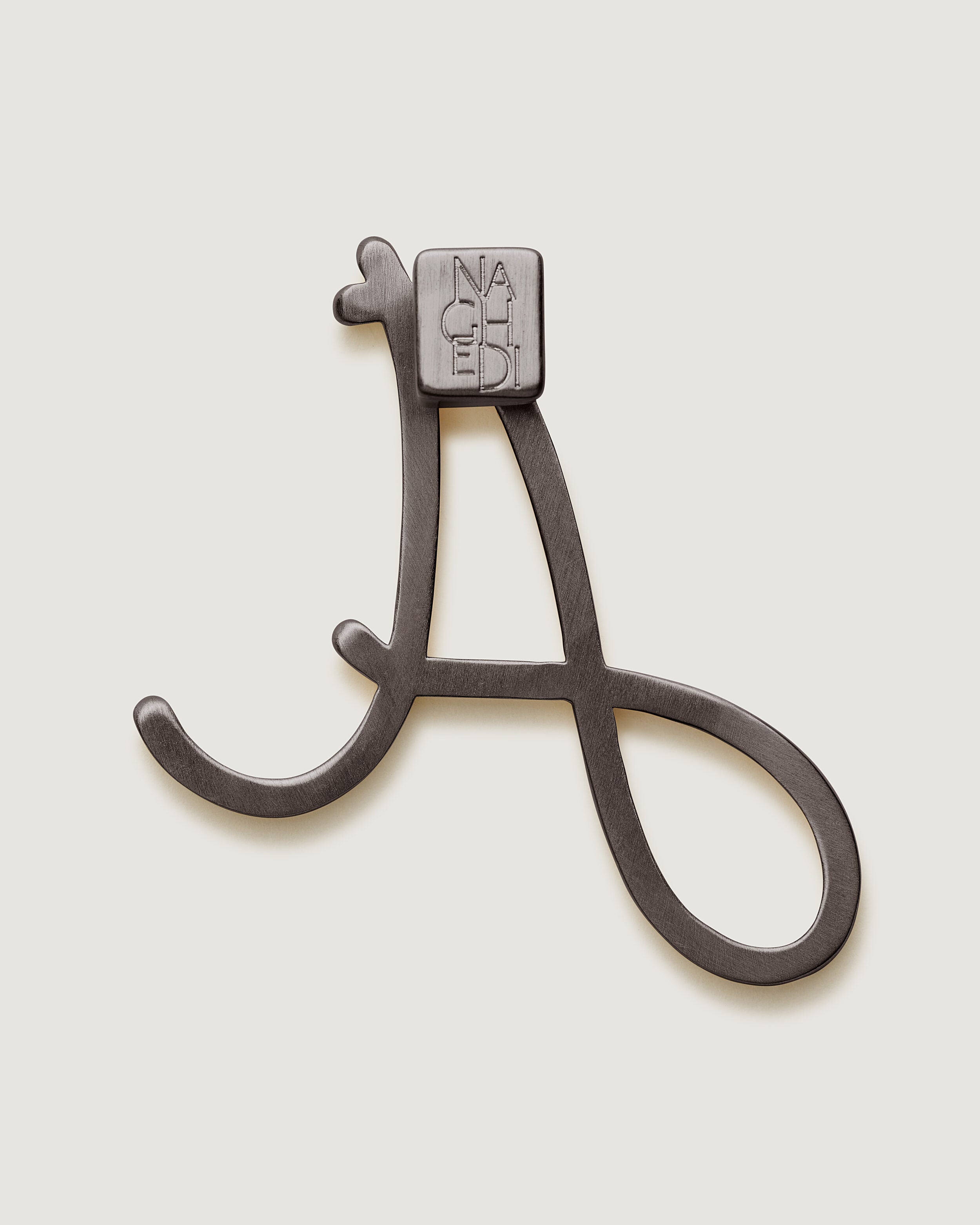 Alphabet Bag Charm in Brushed Gunmetal | Back