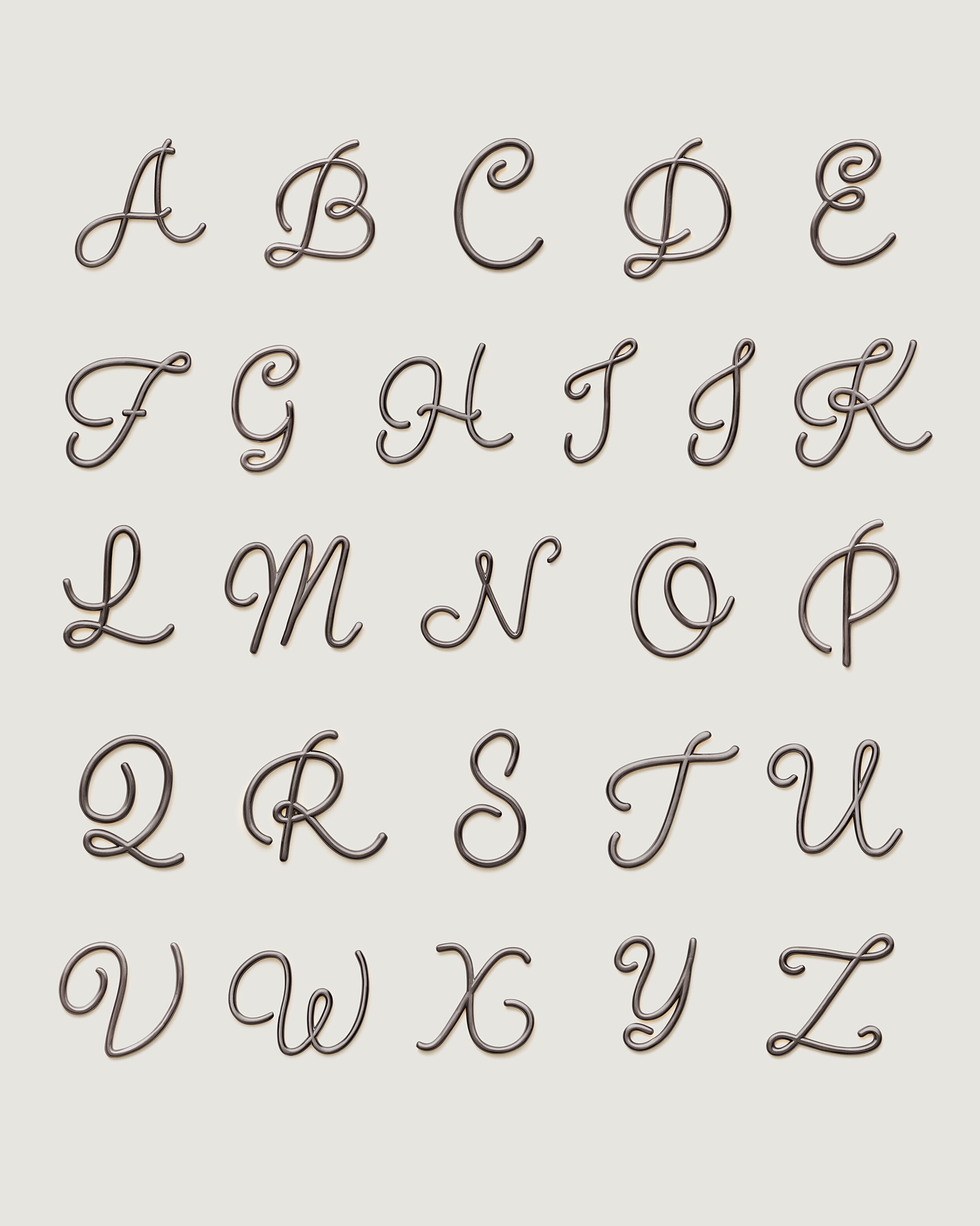 Alphabet Bag Charm in Brushed Gunmetal | Group