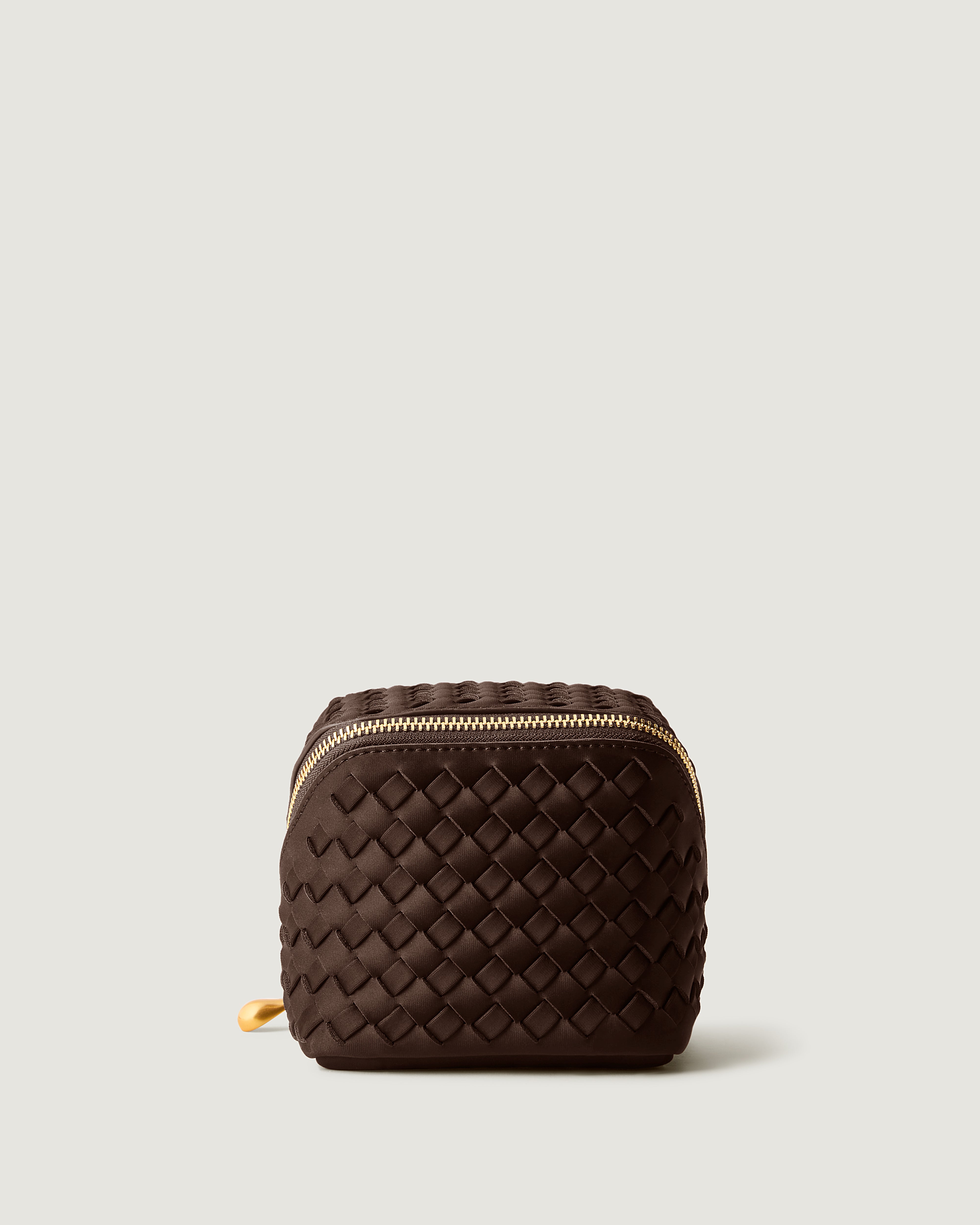 Caravan Cosmetic Case in Chocolate featuring a wrap-around zip closure.