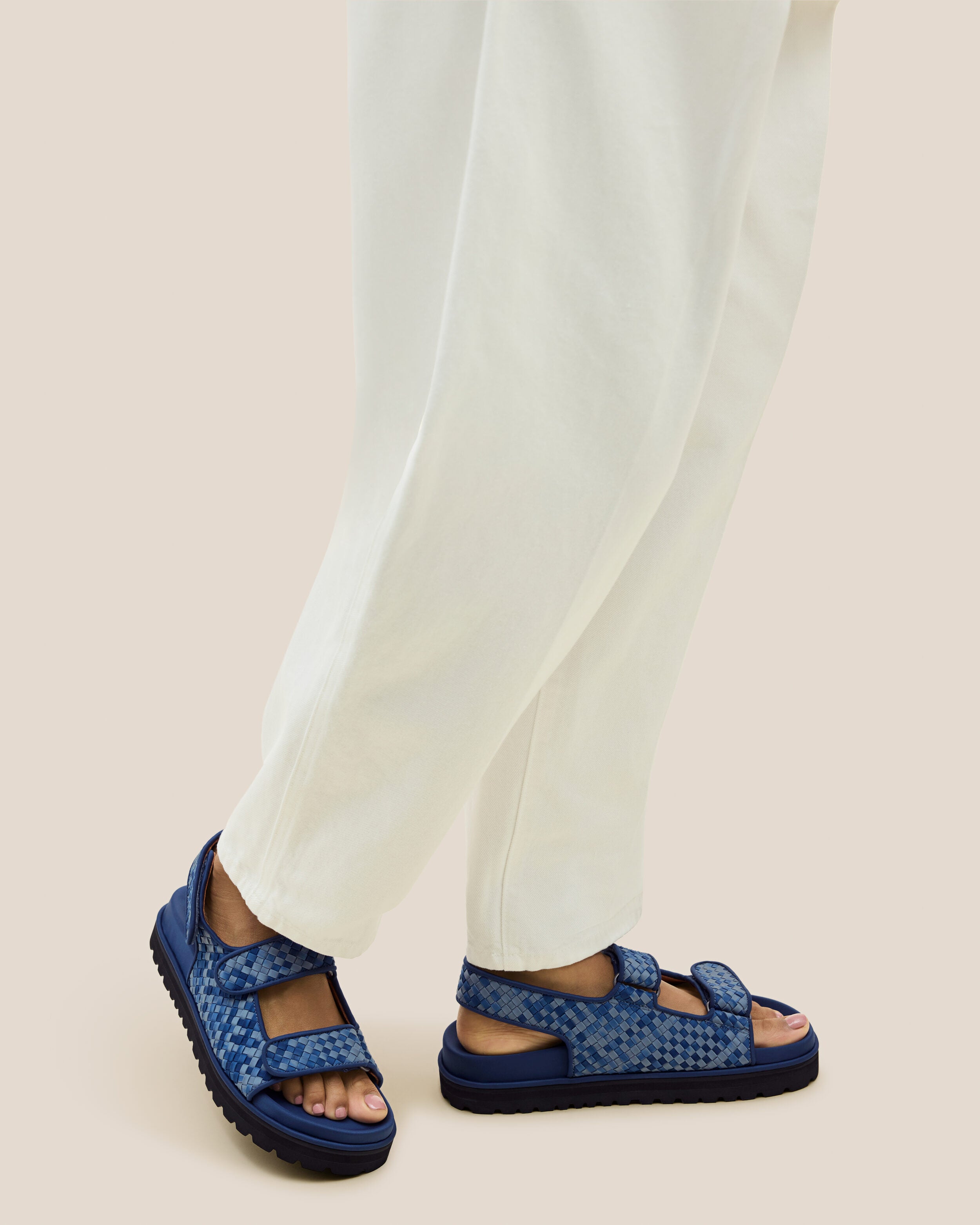 The Catalina Sandal in Paros shown on model.