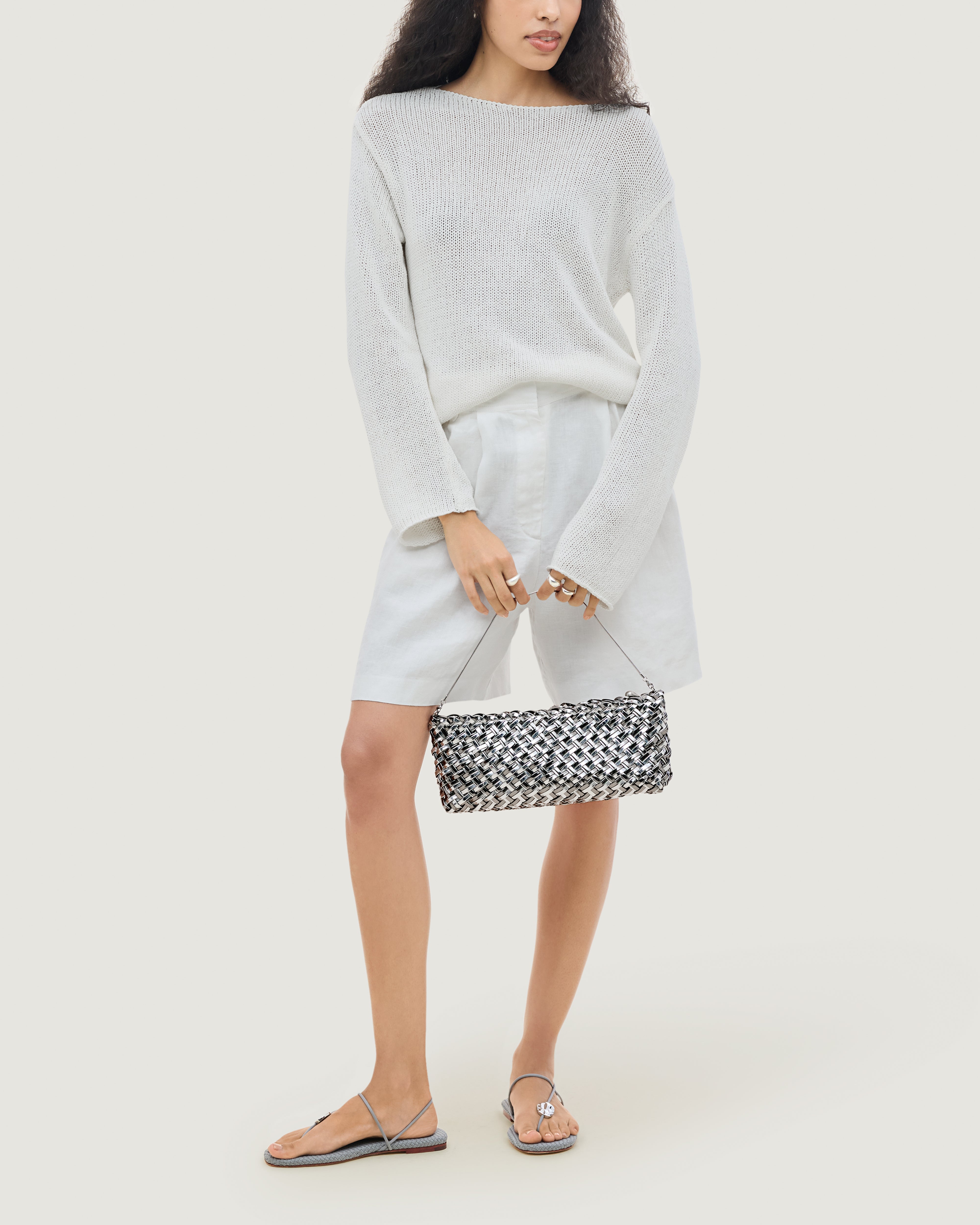 Gala Clutch Double Weave Metallic | Pewter