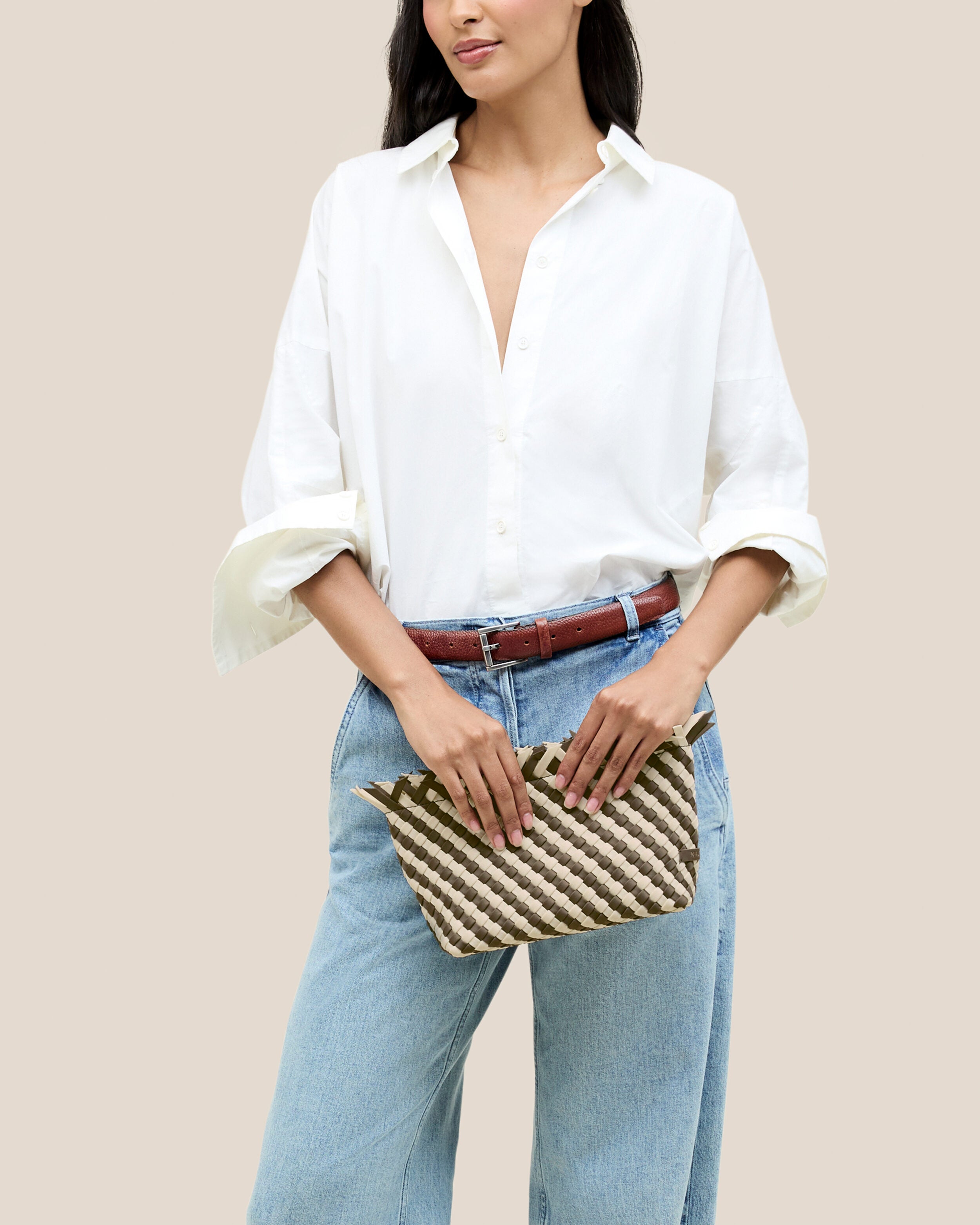 Havana  in Carrara shown on model to illustrate scale and soft silhouette.