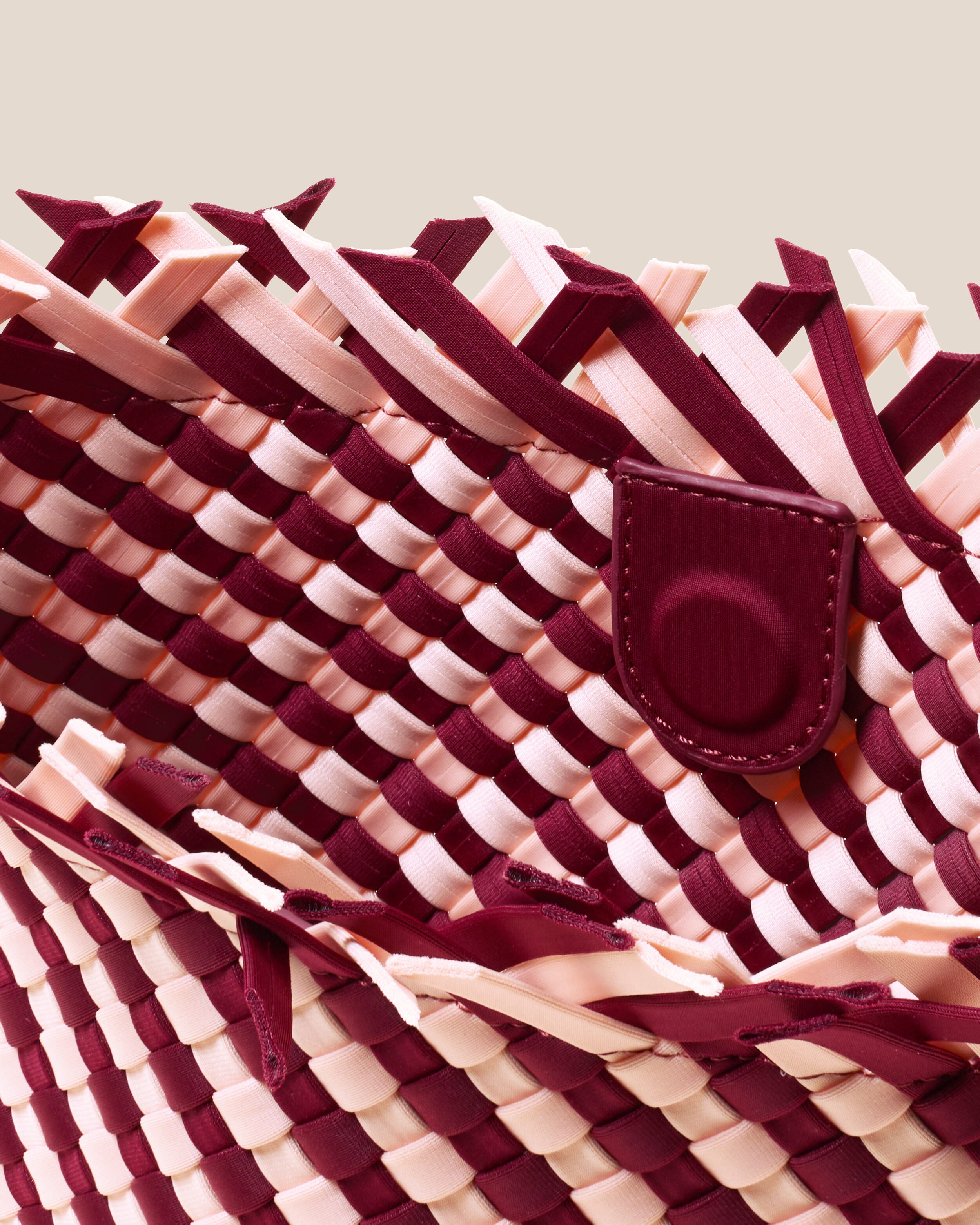 Interior close-up of Havana  in Jaipur showing its magnetic snap closure, and unlined interior.