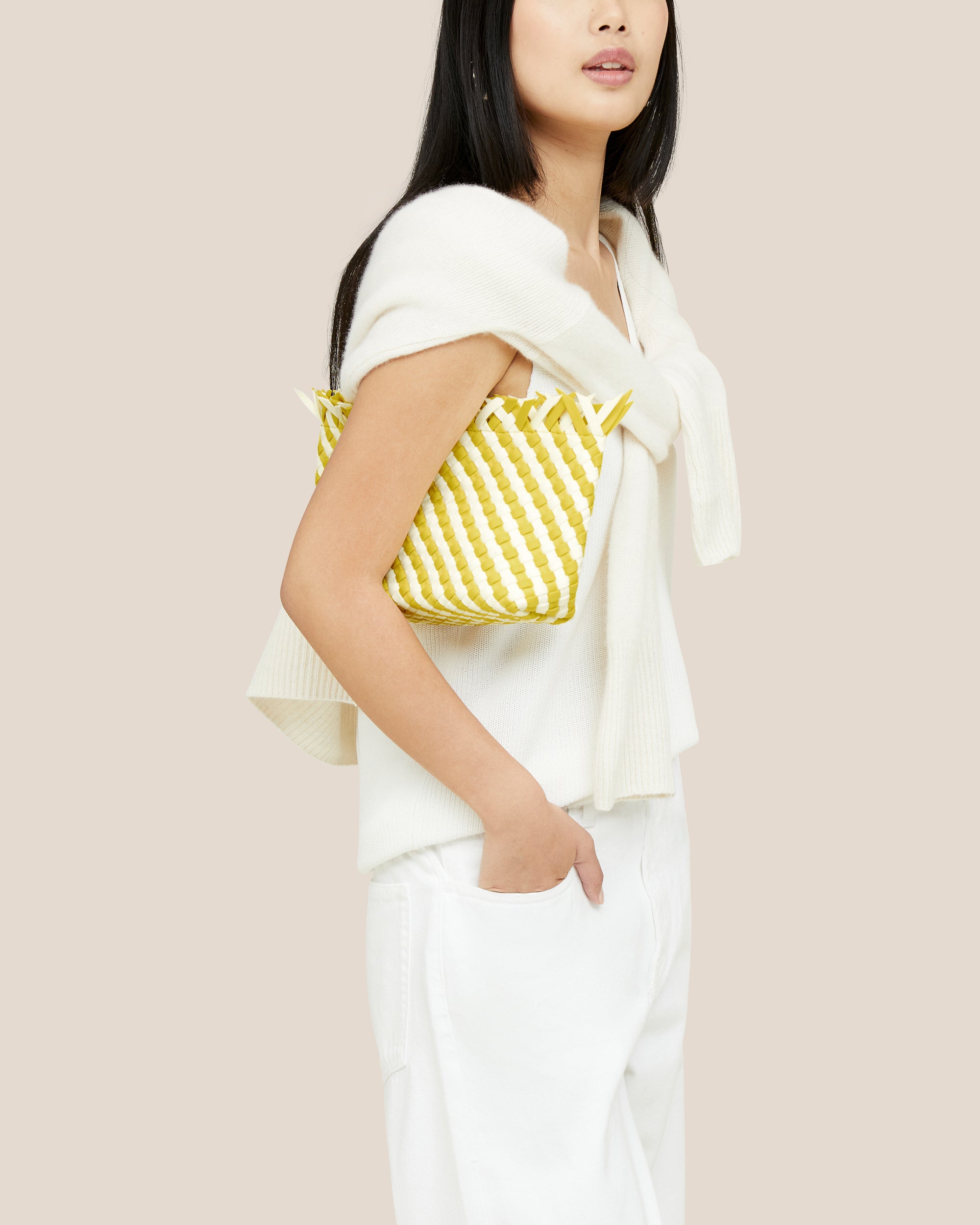 Havana Clutch Striped in Soleil | On Model Close Up