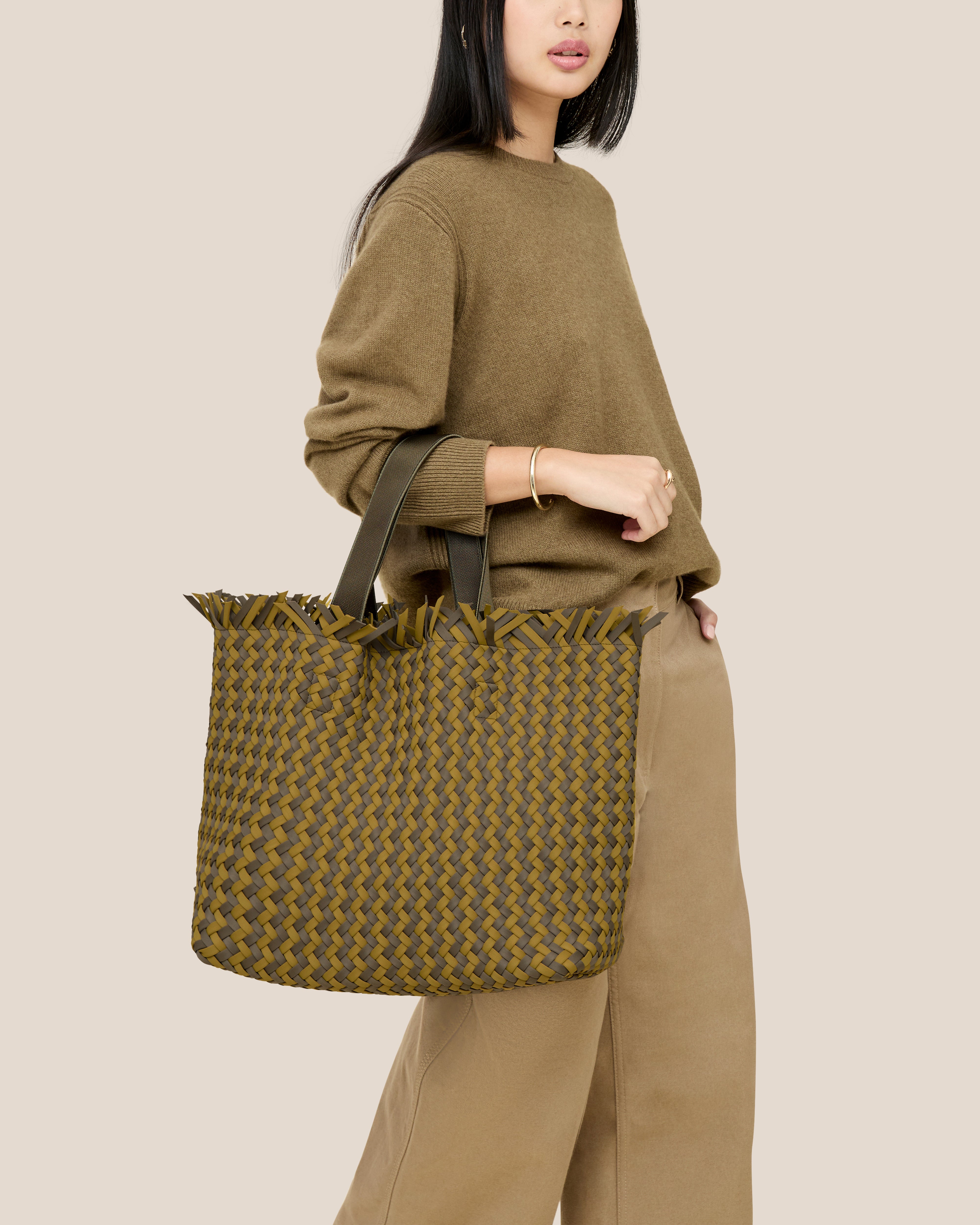 Havana Large Tote Basketweave | Palma | On Model Close