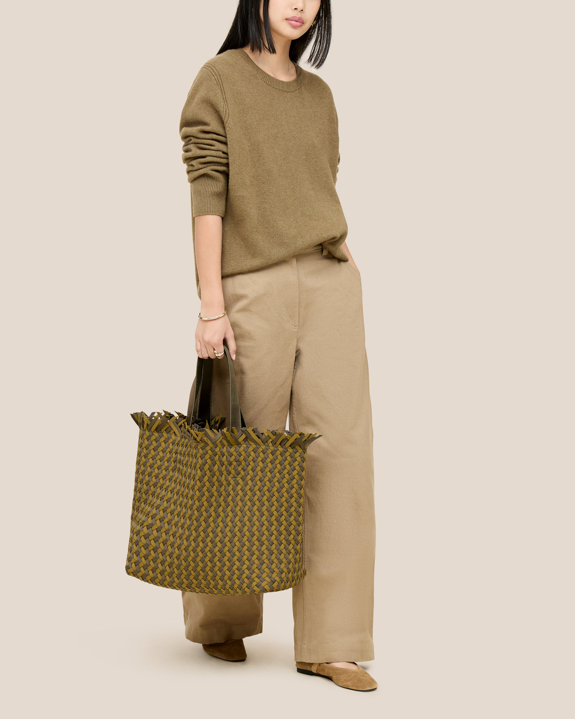 Havana Large Tote Basketweave in Palma | On Model Full Body