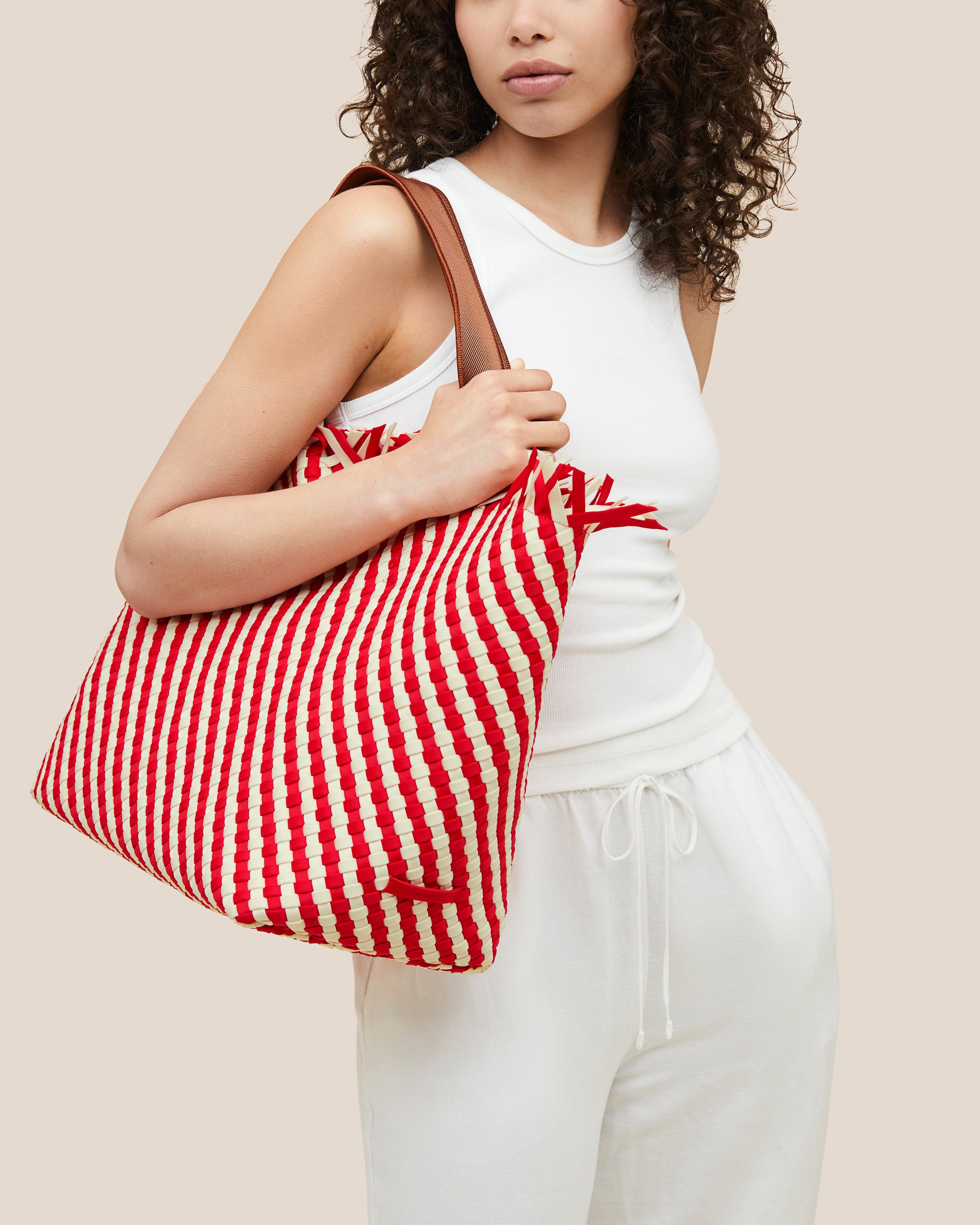 Havana Large Tote Striped in Amalfi | On Model Close Up