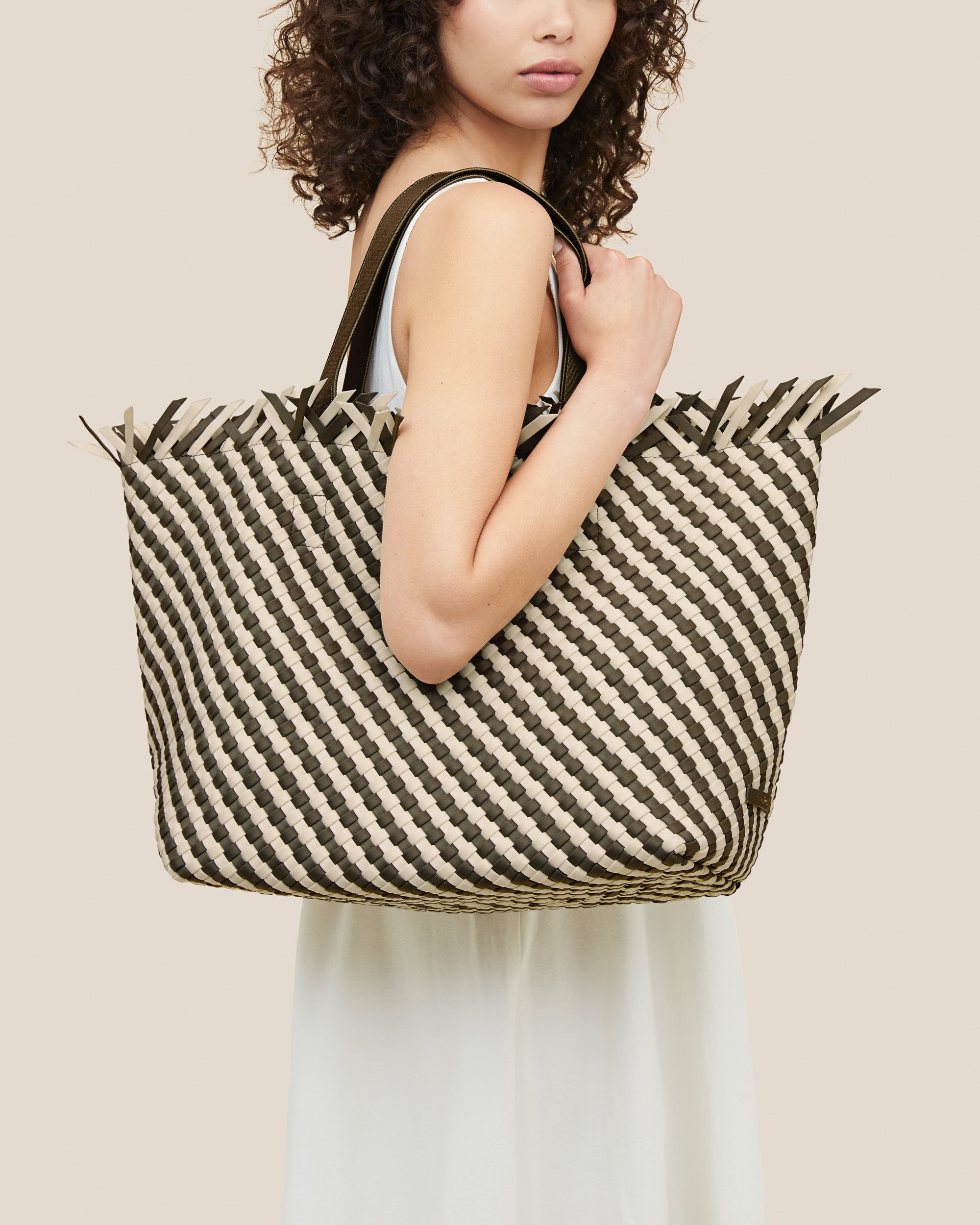 Havana  in Carrara shown on model to illustrate scale and soft silhouette.