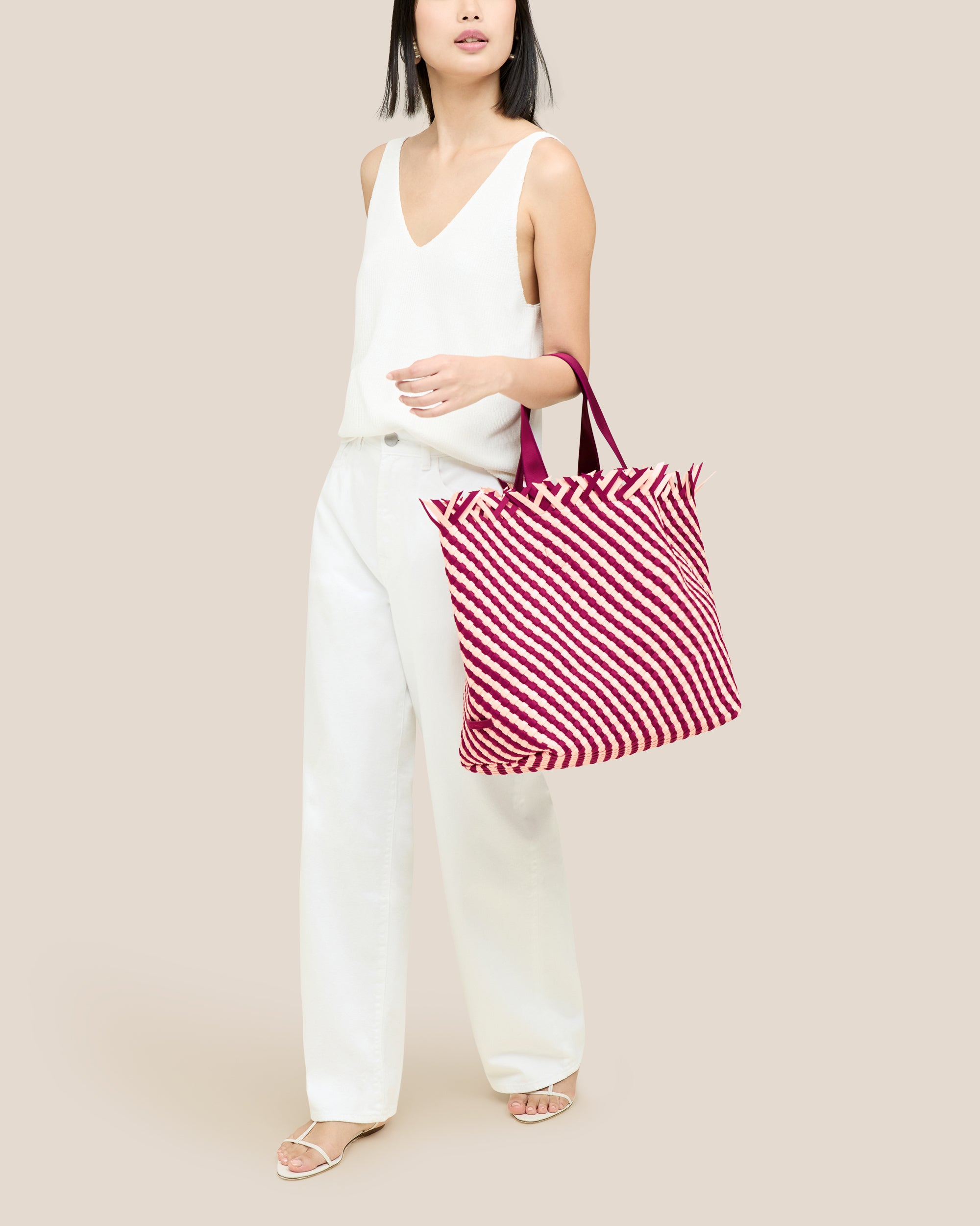 Havana Large Tote Striped in Jaipur | On Model Full Body