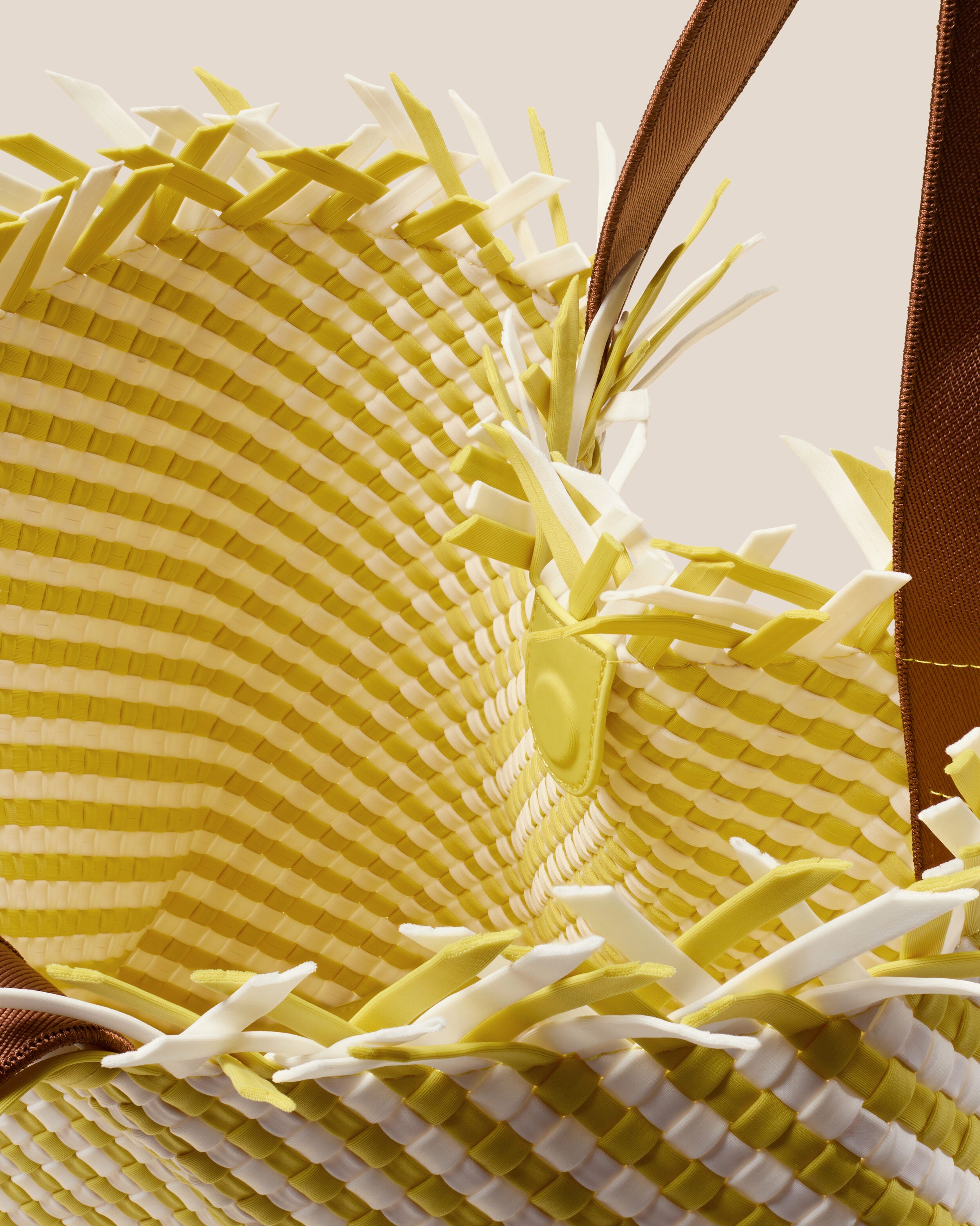 Interior close-up of Havana  in Soleil showing its open top with magnetic snap closure, and unlined interior.