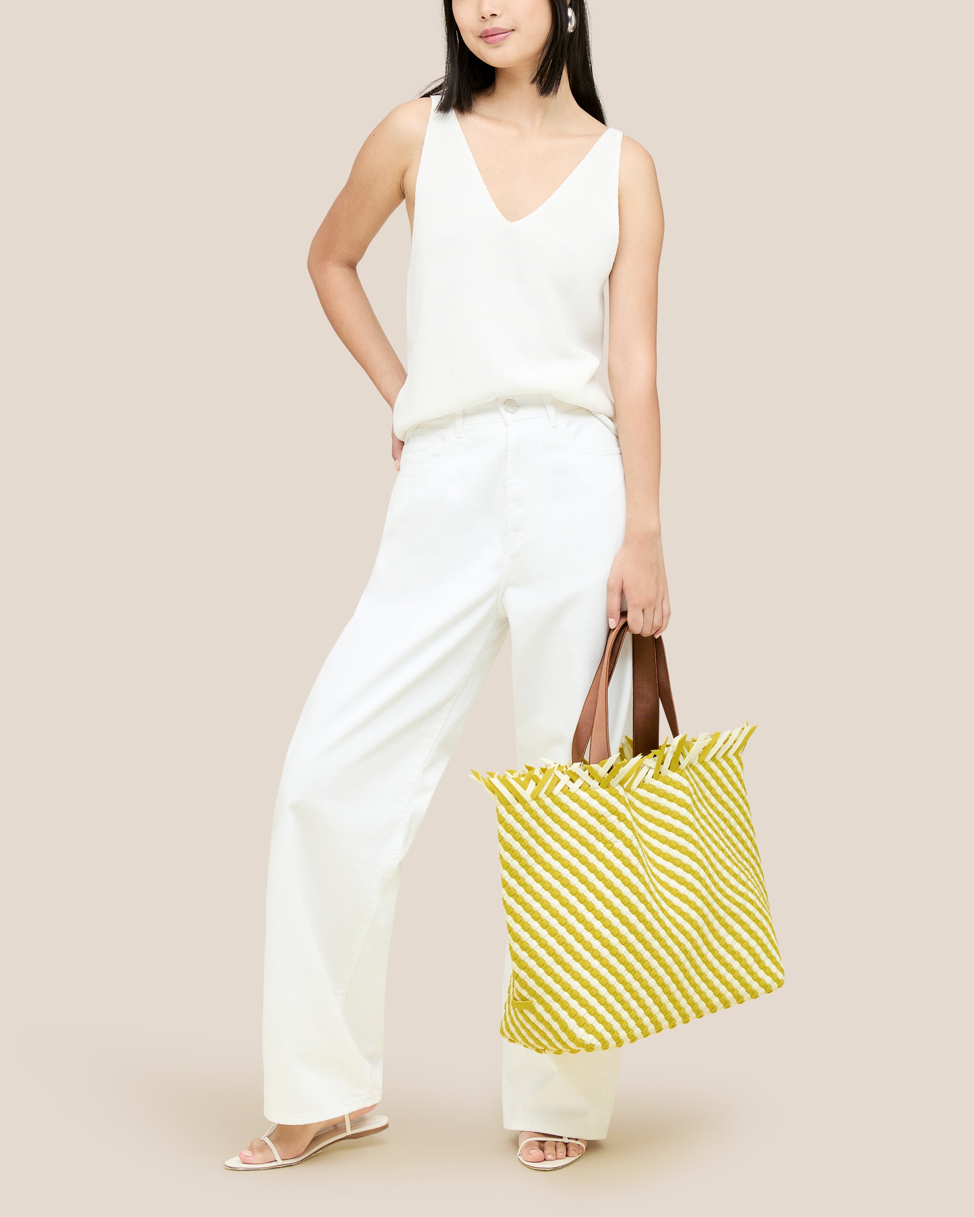 Havana Large Tote Striped in Soleil | On Model Full Body