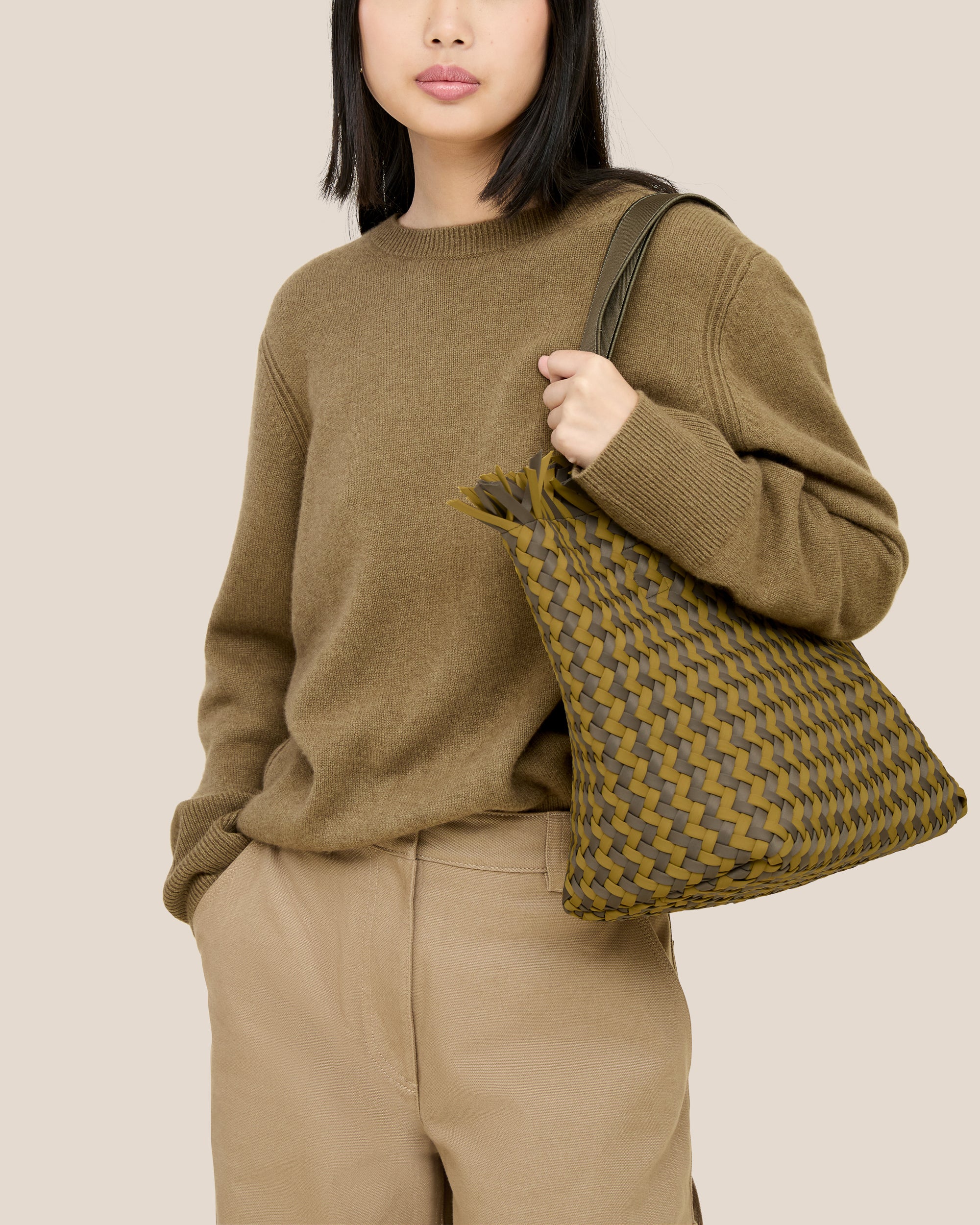 Havana Medium Tote Basketweave in Palma | On Model Close Up