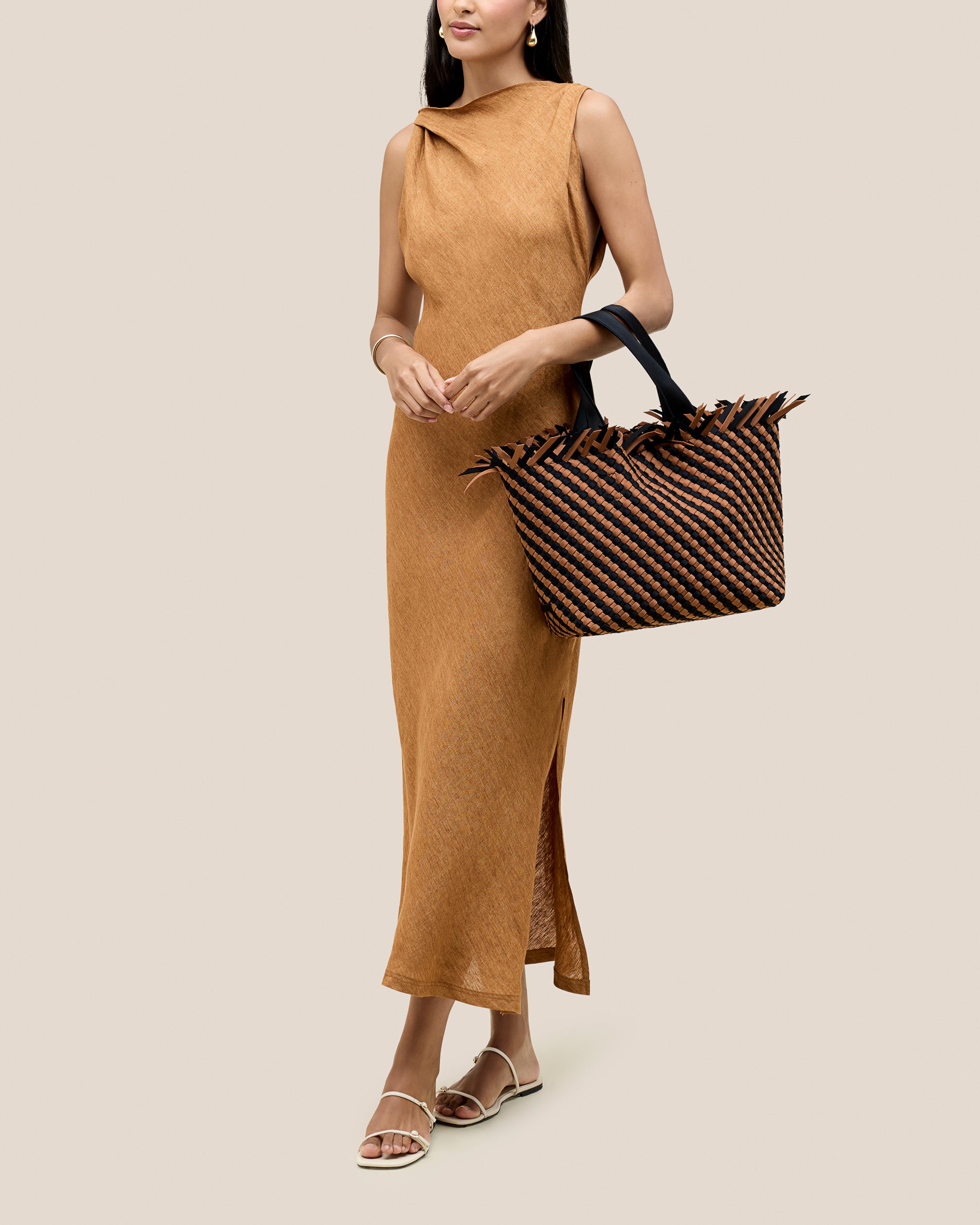 Havana Medium Tote Striped in Algarve | On Model Full Body