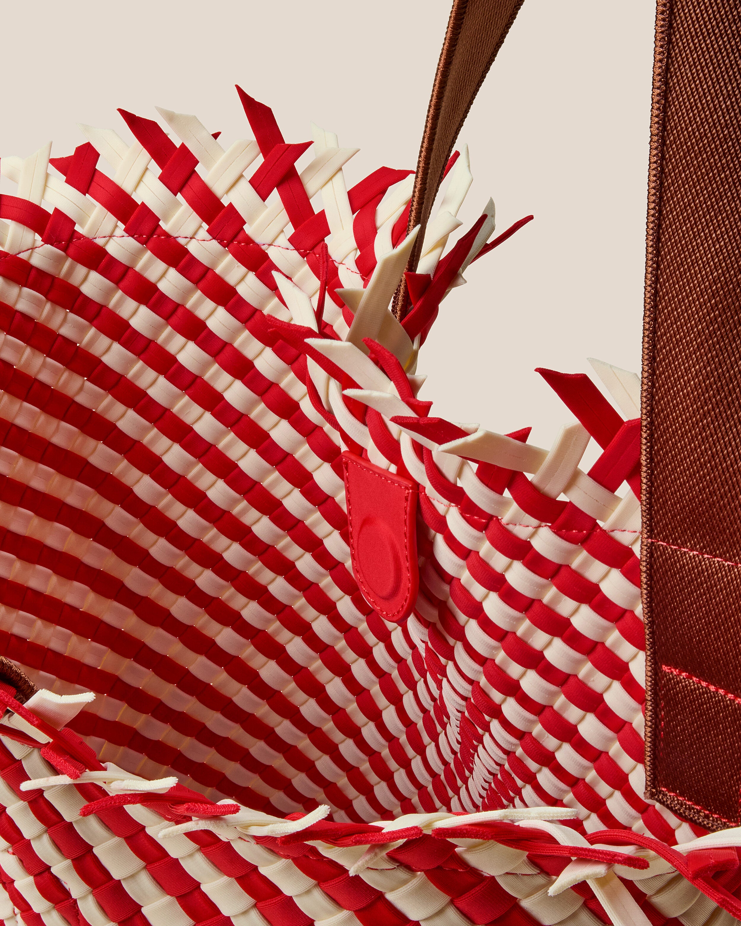 Interior close-up of Havana  in Amalfi showing its open top with magnetic snap closure, and unlined interior.