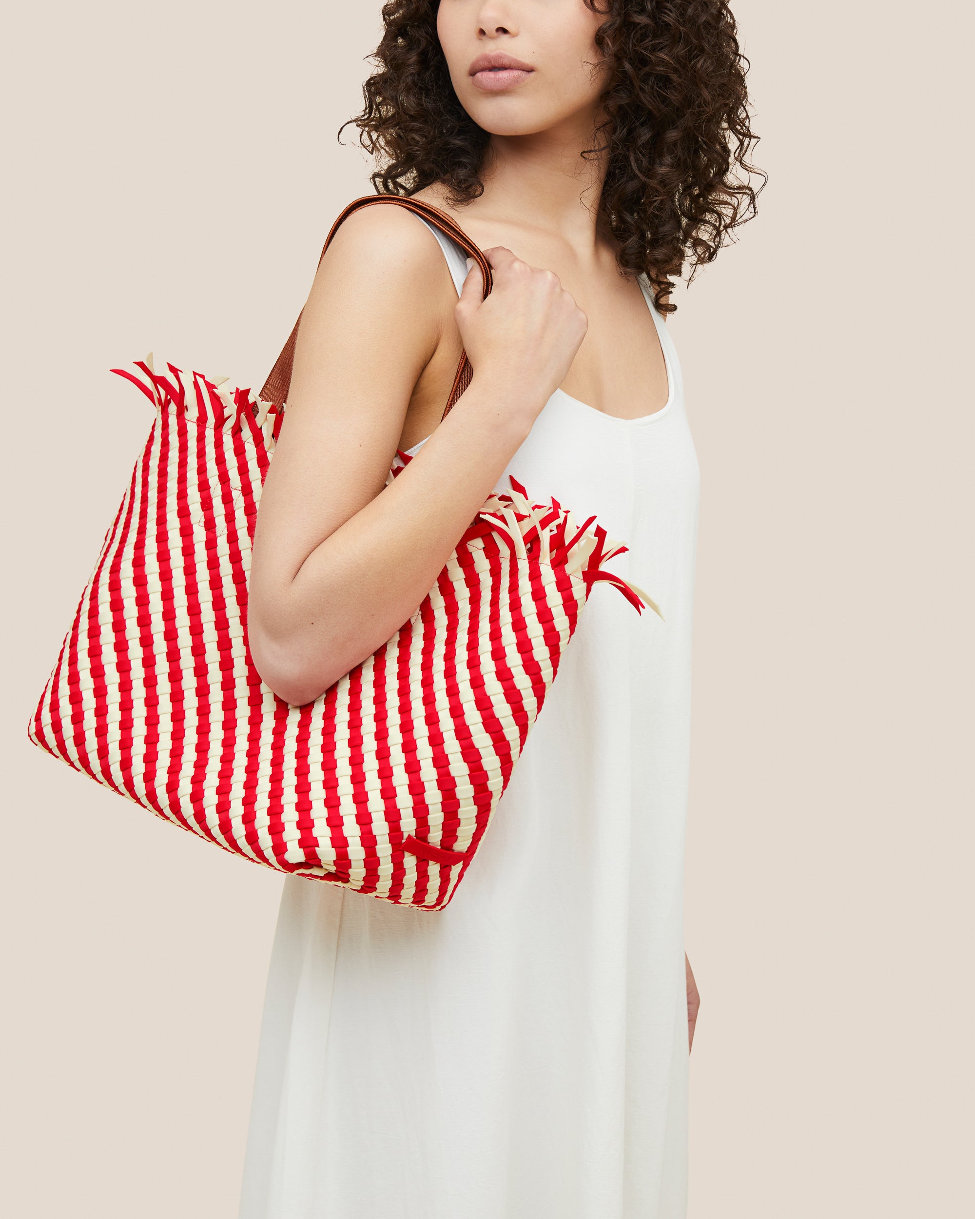 Havana Medium Tote Striped in Amalfi | On Model Close Up