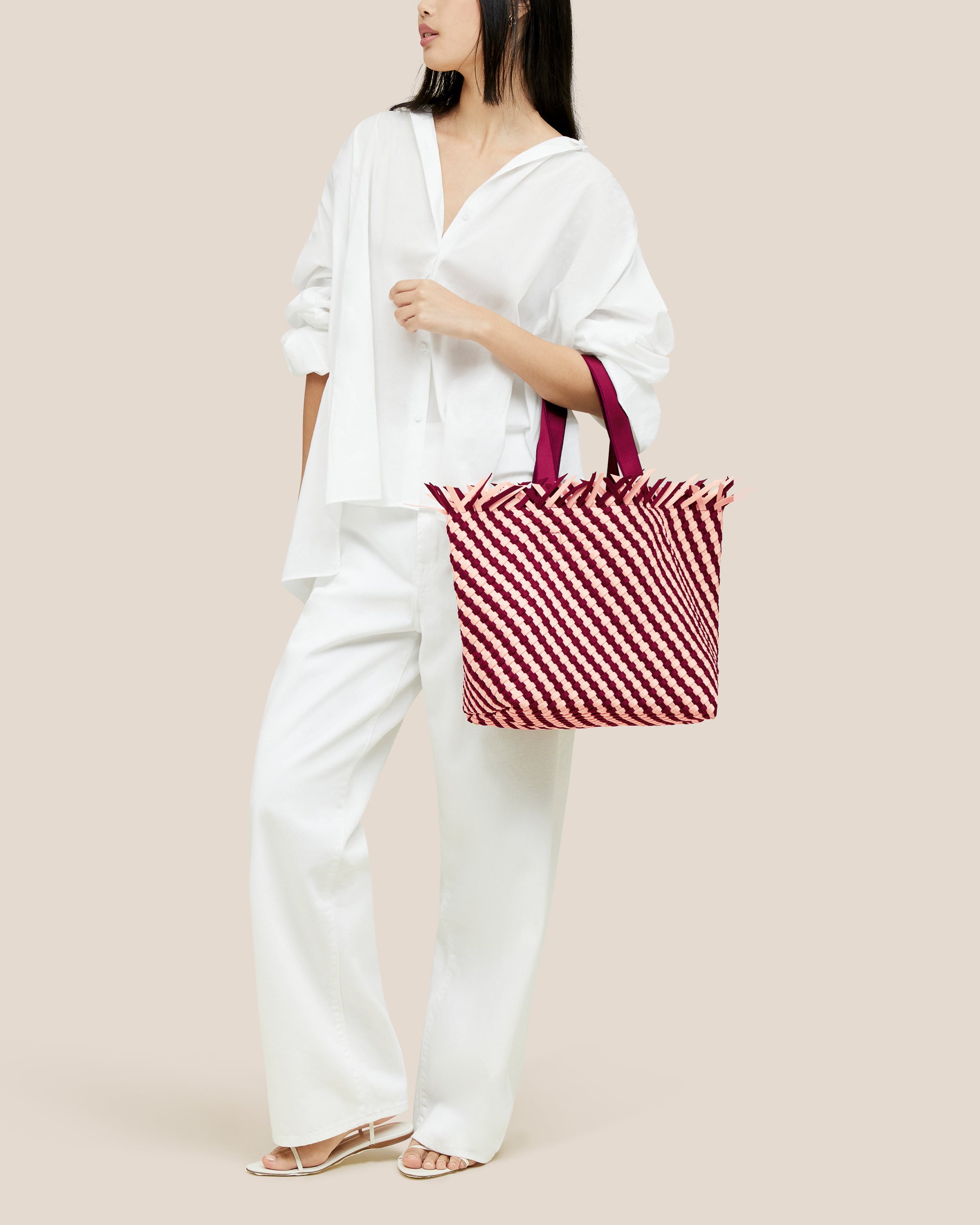 Havana Medium Tote Striped in Jaipur | On Model Full Body