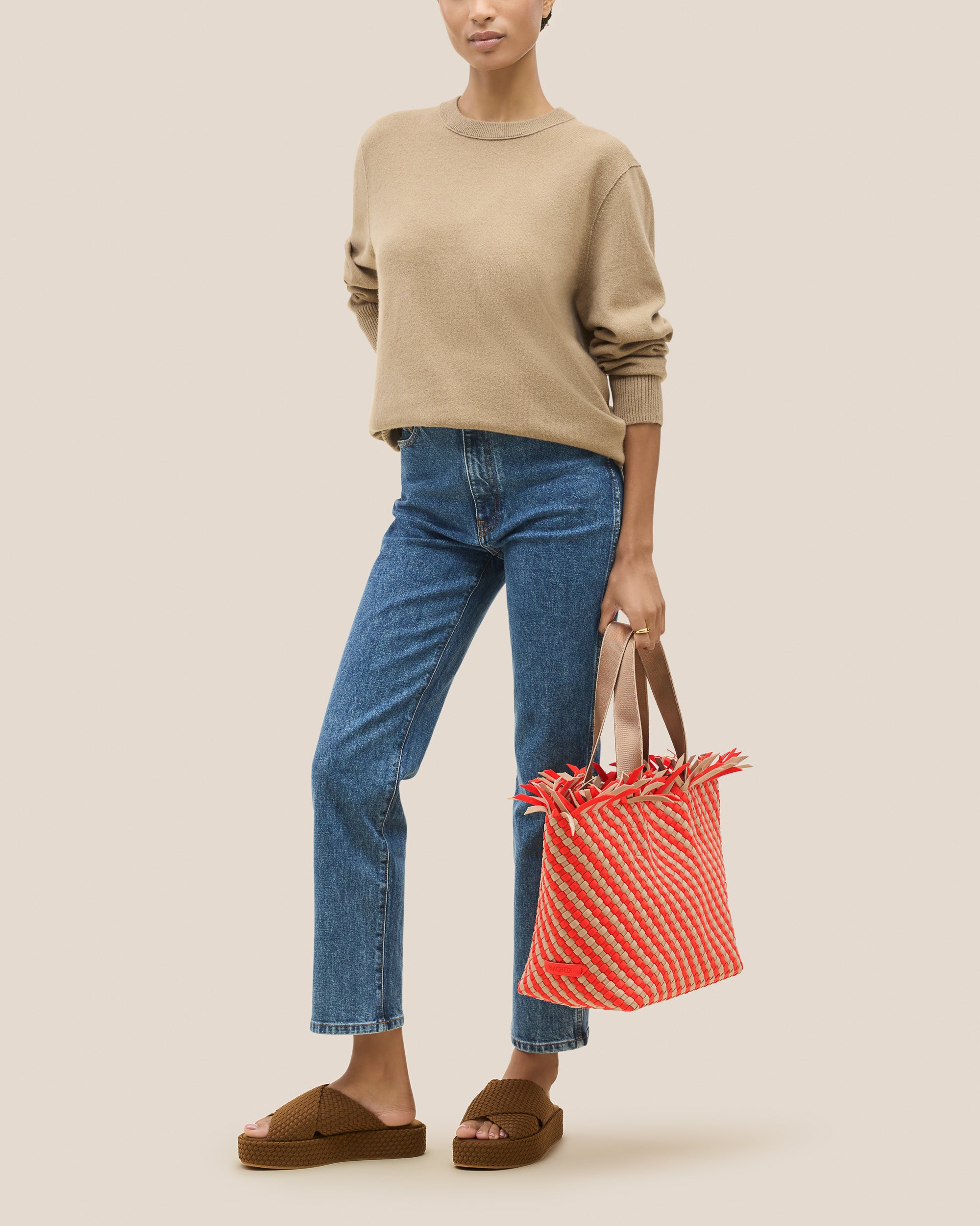 Havana Medium Tote Striped in Maya | On Model Full Body