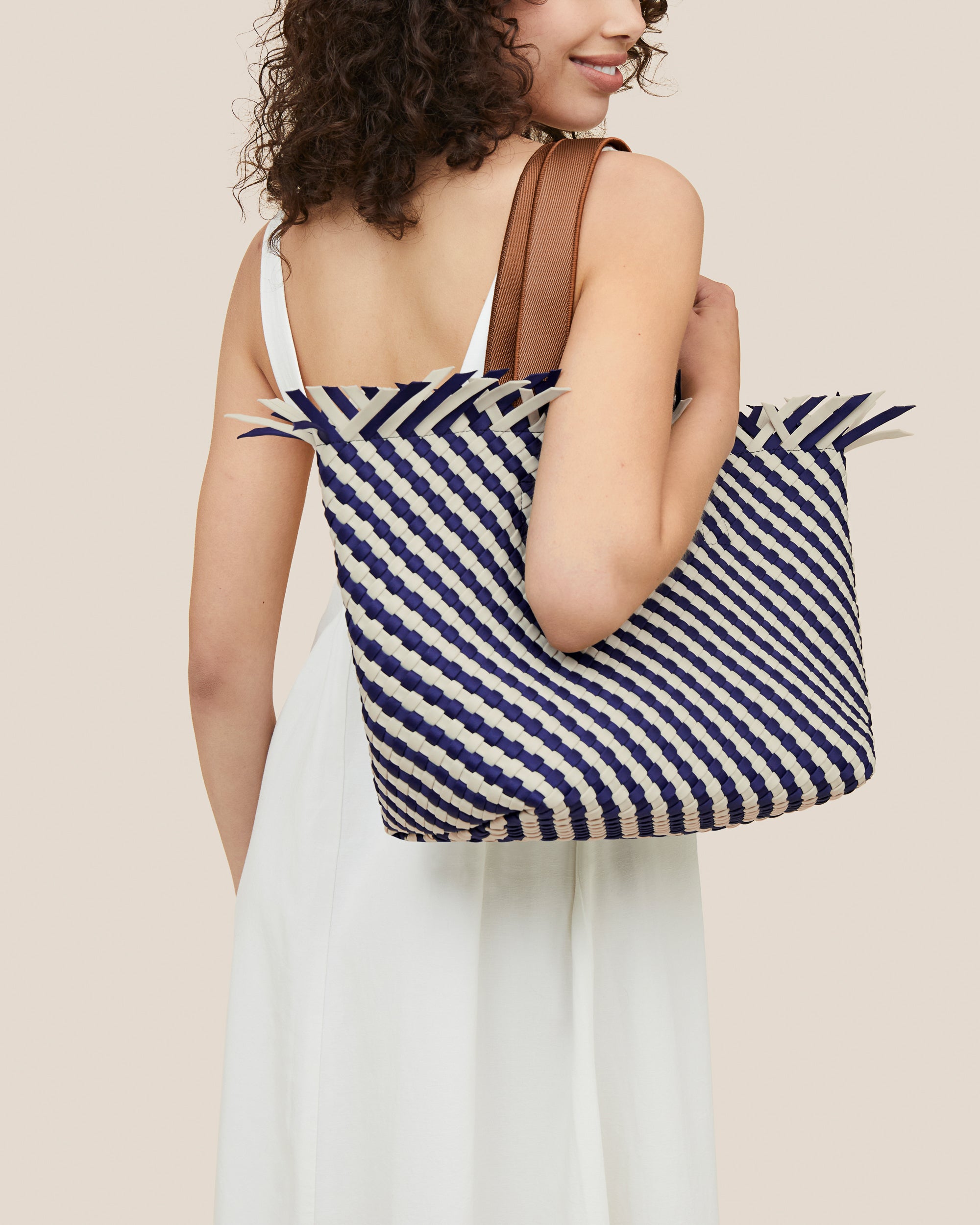 Havana Medium Tote Striped in Venice | On Model Close Up