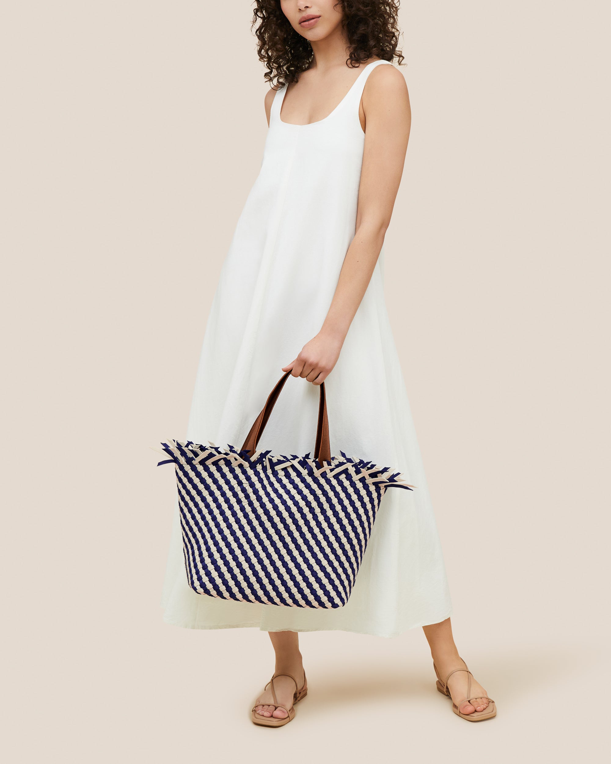 Havana Medium Tote Striped in Venice | On Model Full Body