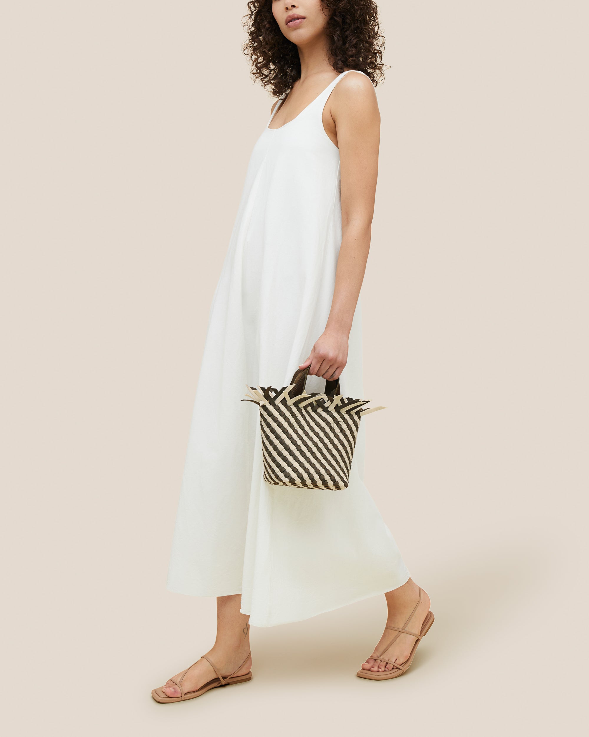 Havana Petit Tote Striped in Carrara | On Model Full Body