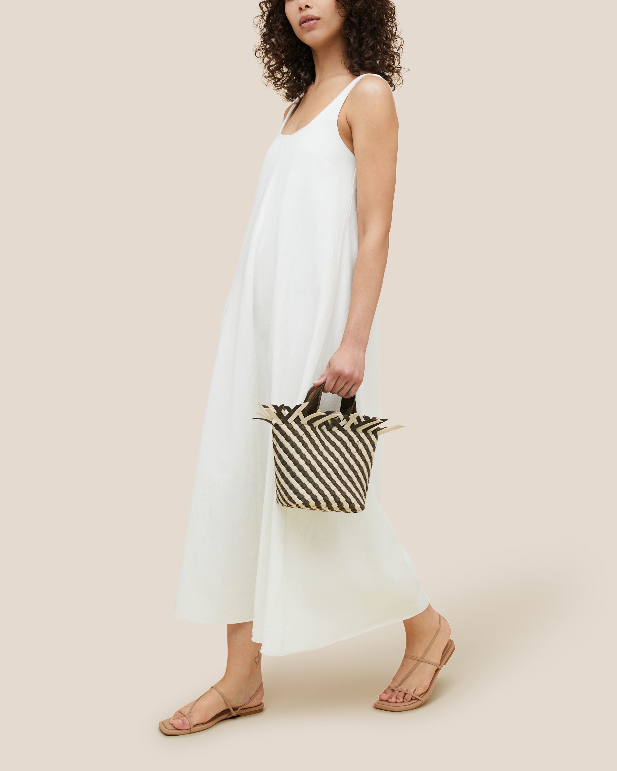 Havana  in Carrara shown on model to illustrate scale and soft silhouette.