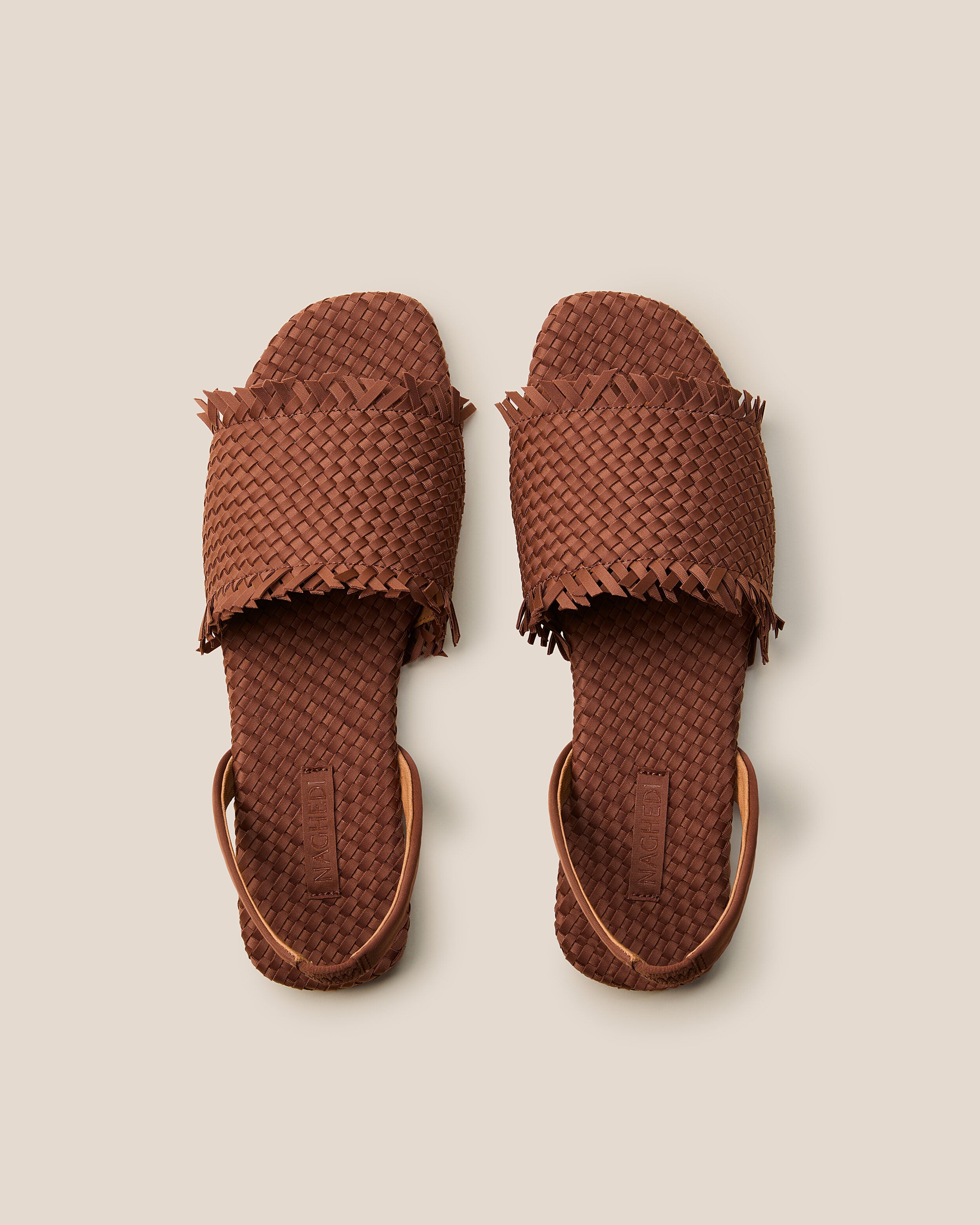 Top view of pair of The Havana Sandal in Adobe.