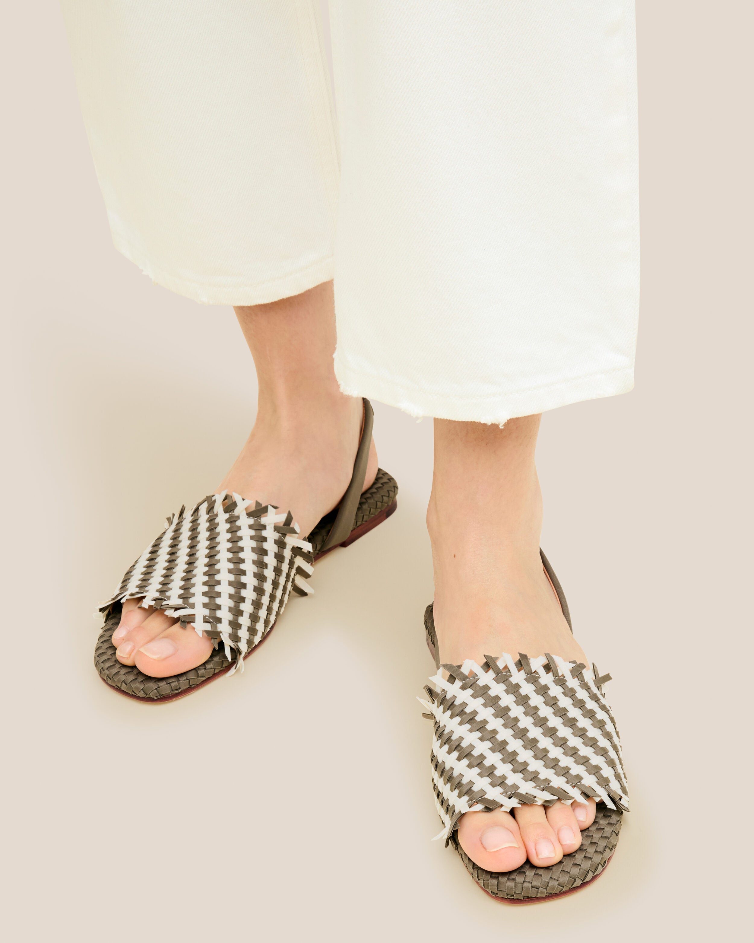 The Havana Sandal in Carrara shown on model.