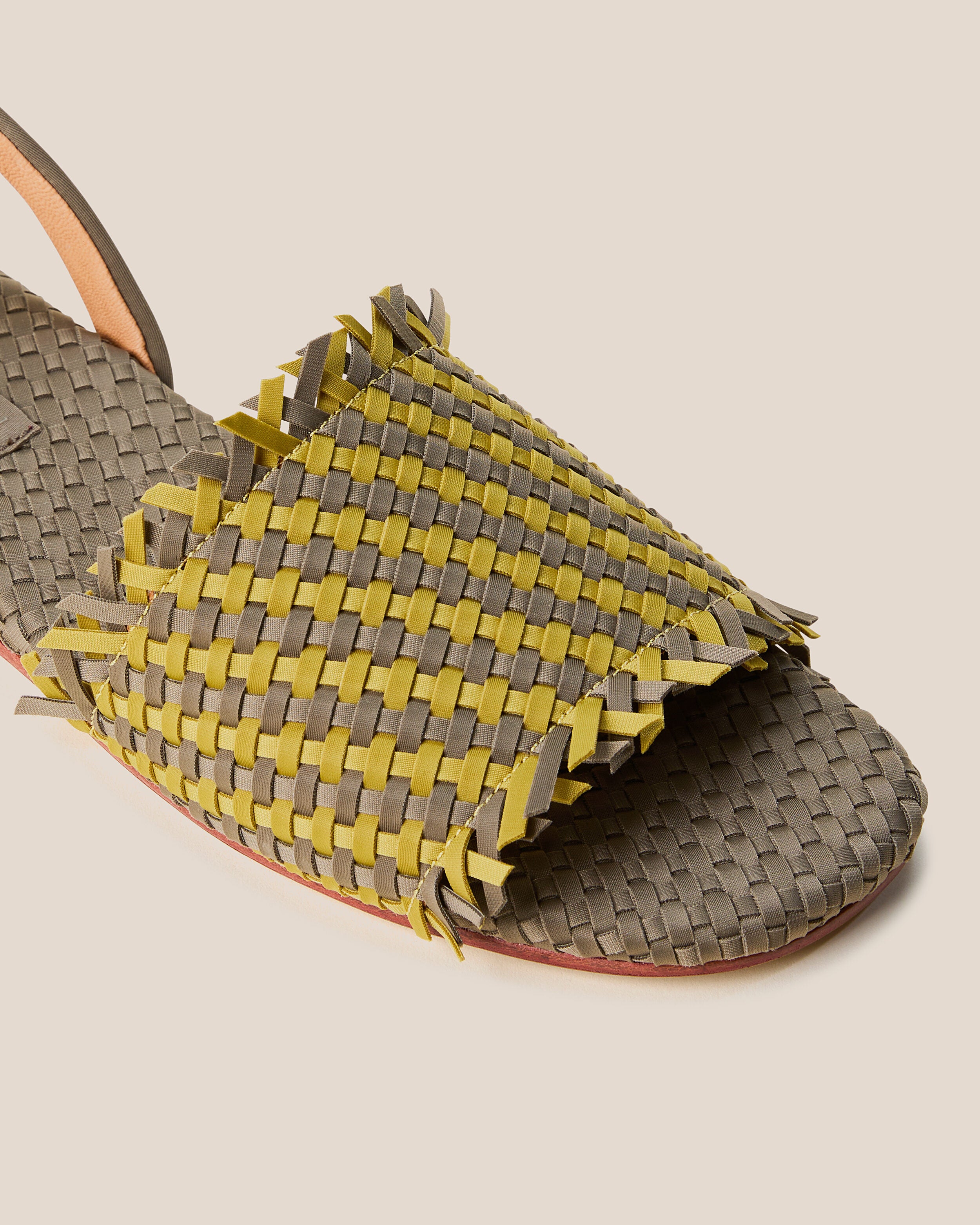 Close-up of The Havana Sandal in Palma showing its open toe and square silhouette.