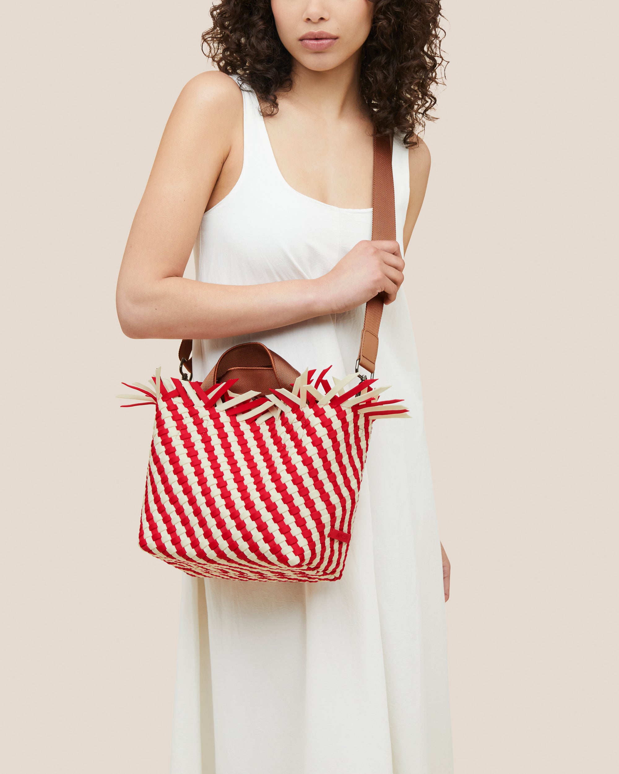 Havana Small Tote Striped in Amalfi | On Model Close Up