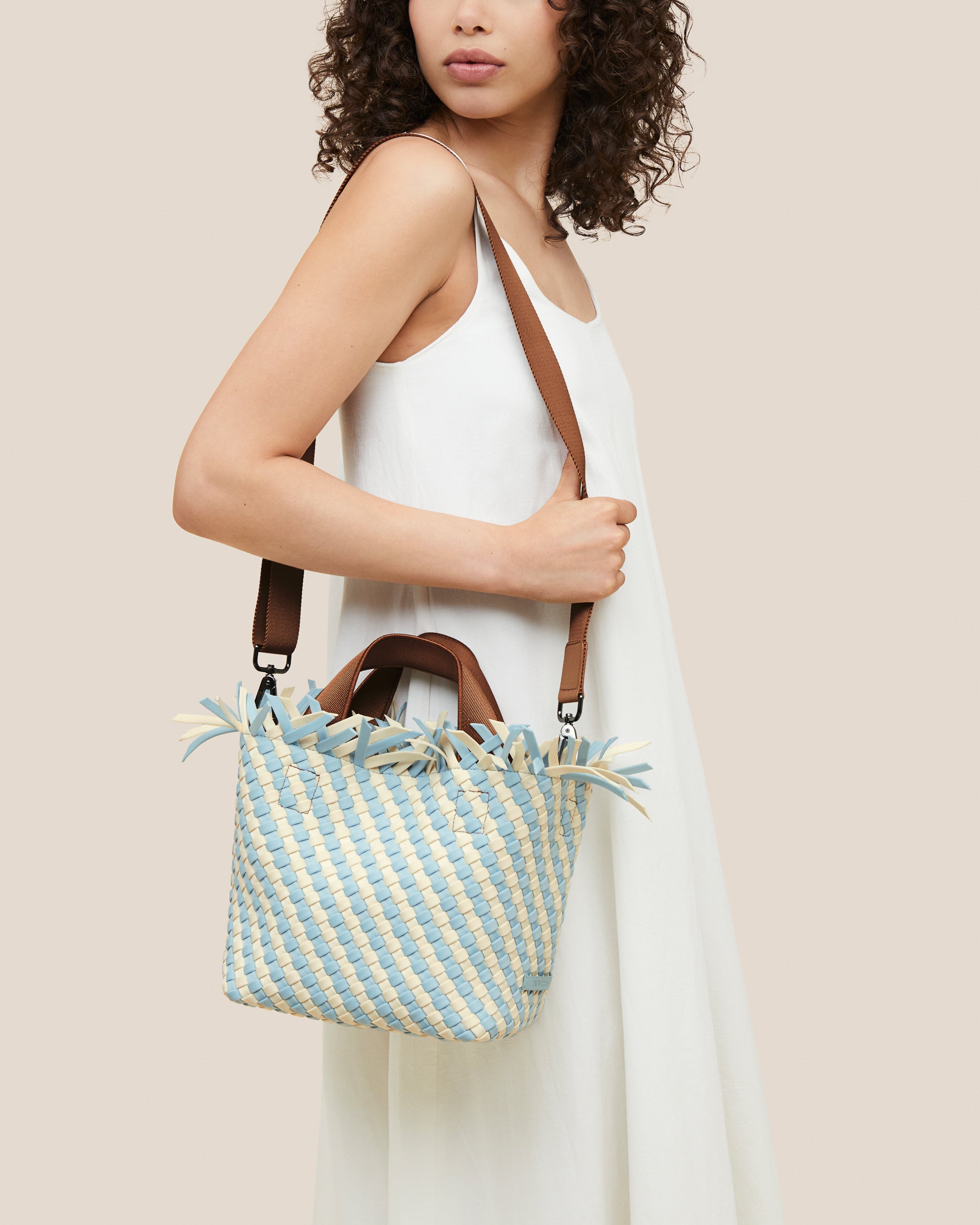 Havana Small Tote Striped in Sky | On Model Full Body