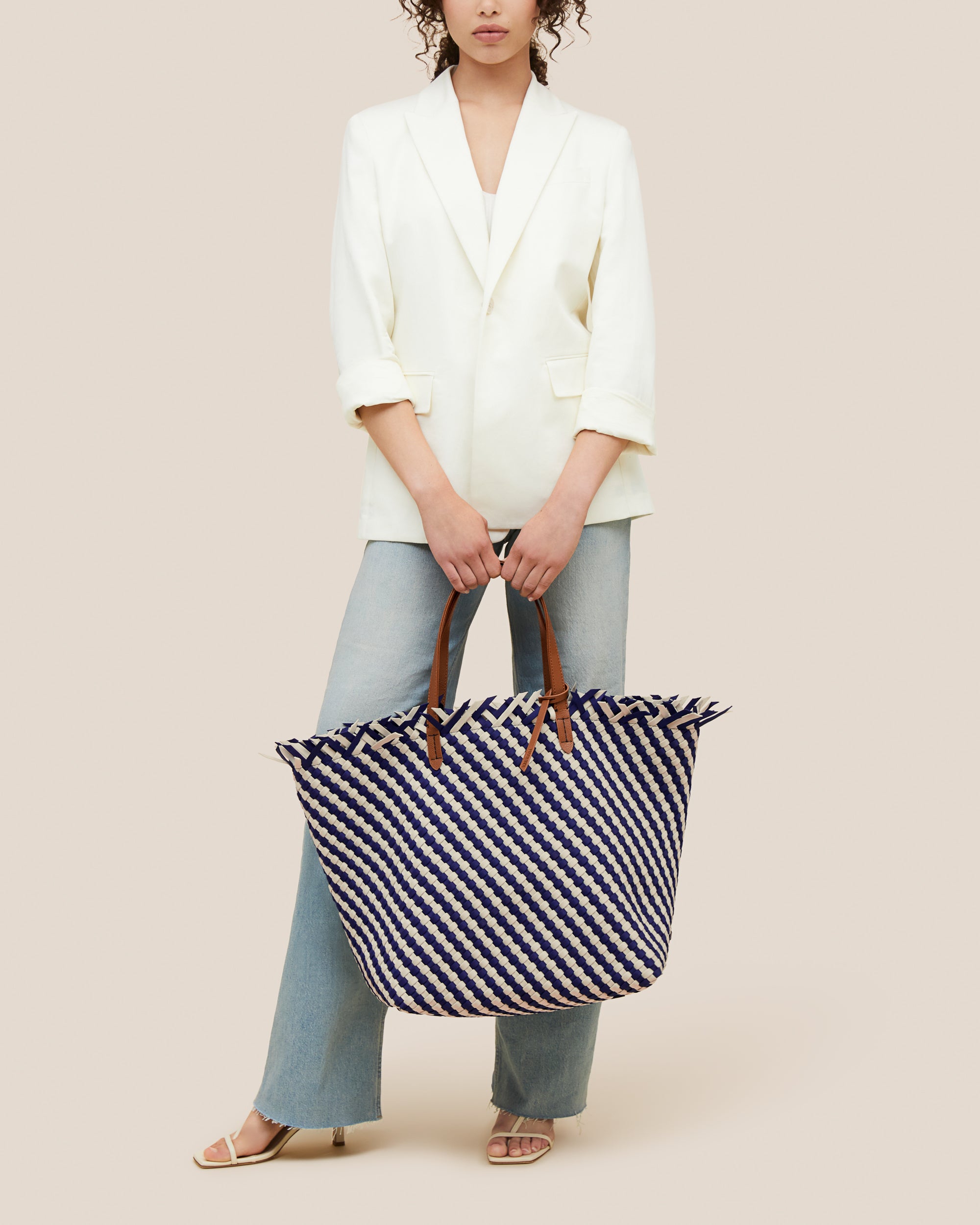 Havana Travel Tote Striped in Venice | On Model Full Body