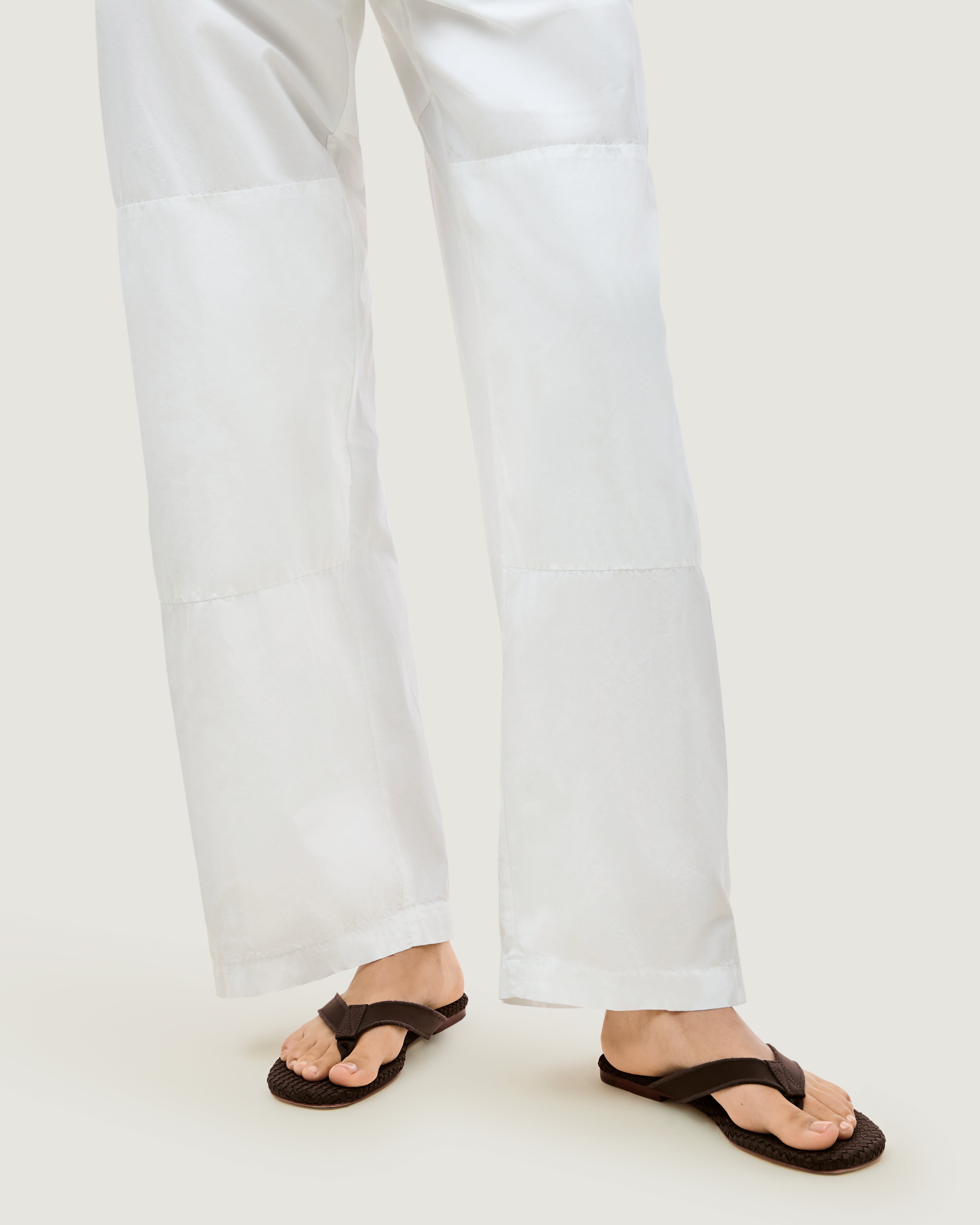 The Hydra Flip Flop in Chocolate shown on model.