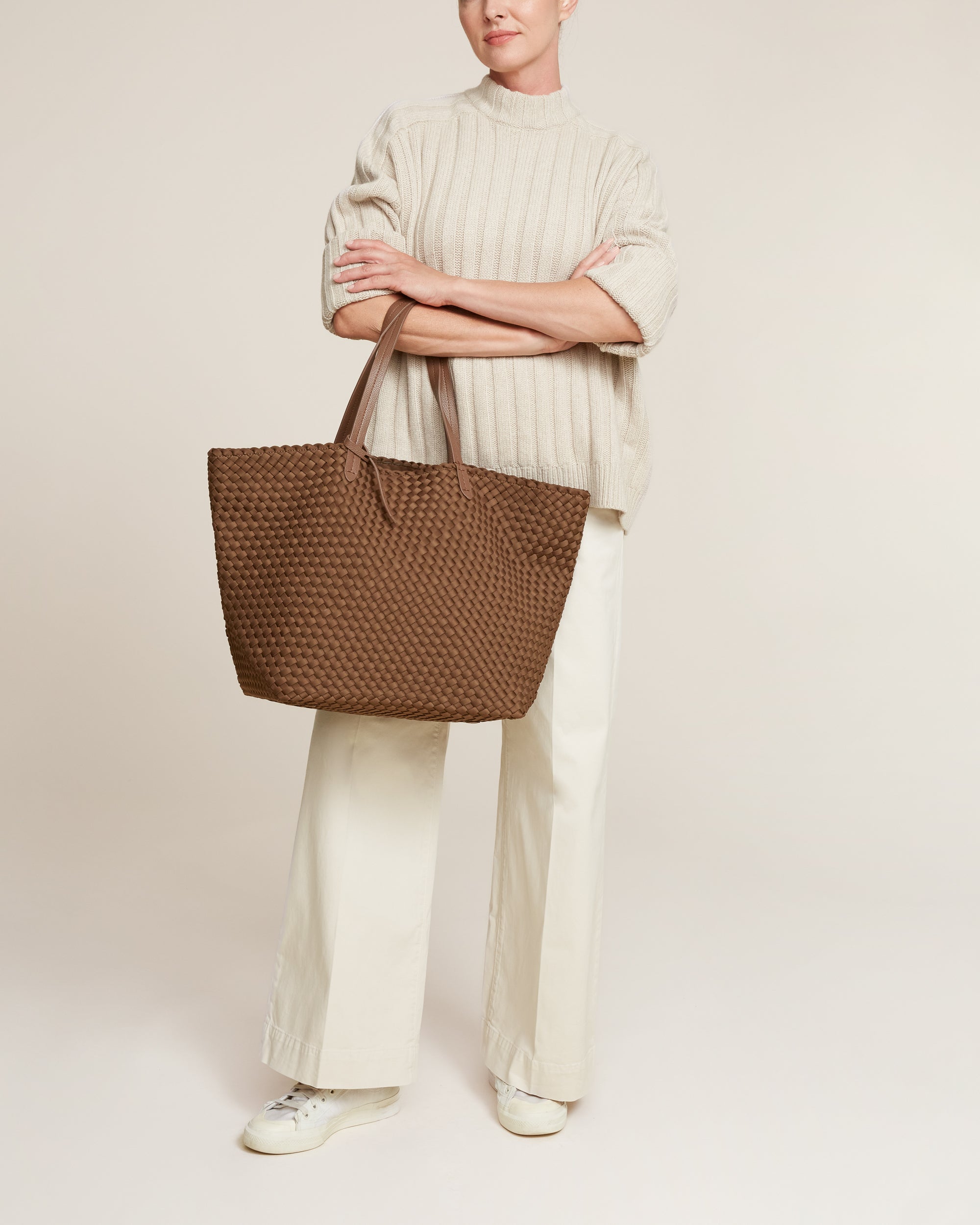 Jetsetter Large Tote in Mink | On Model Full Body