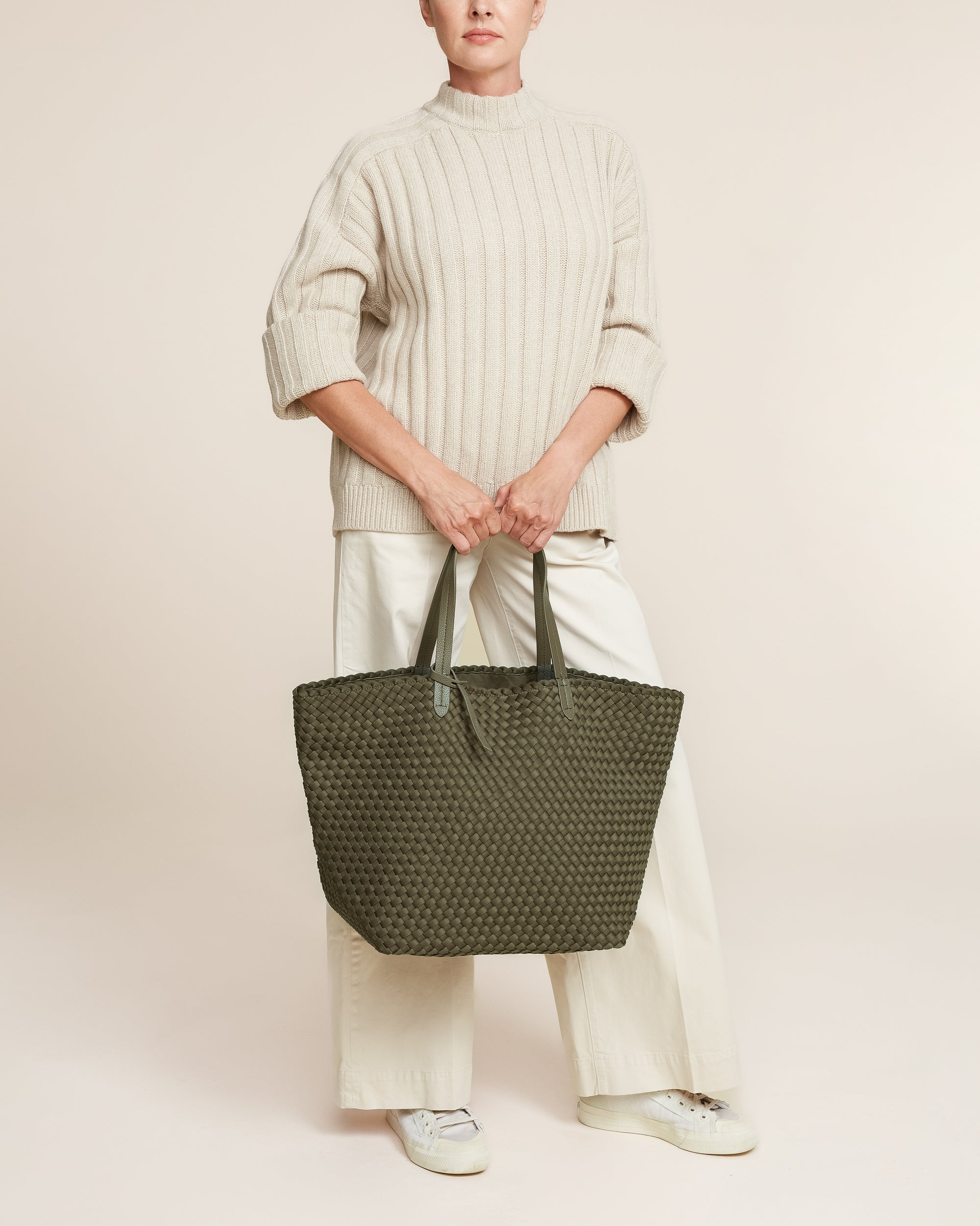 Jetsetter Large Tote in Olive | On Model Full Body