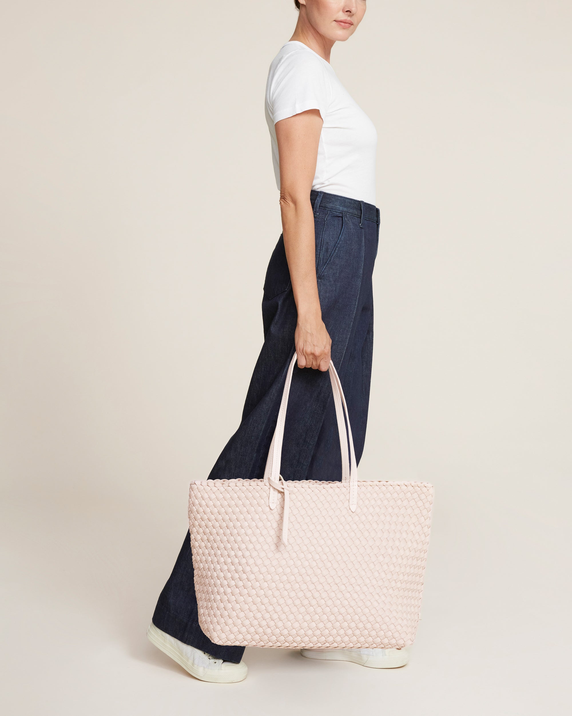 Jetsetter Large Tote in Shell Pink | On Model Full Body