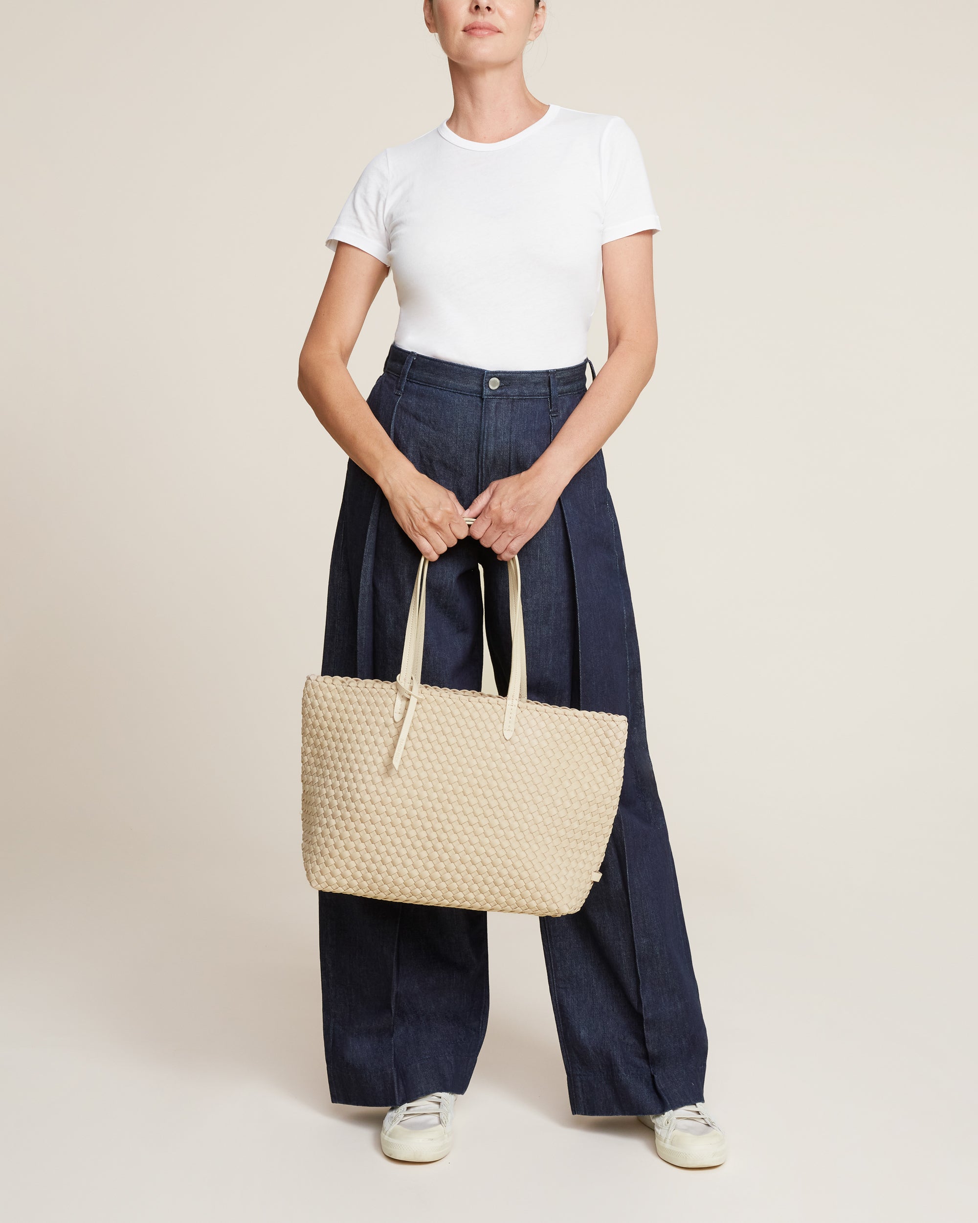 Jetsetter Small Tote in Ecru | On Model Full Body