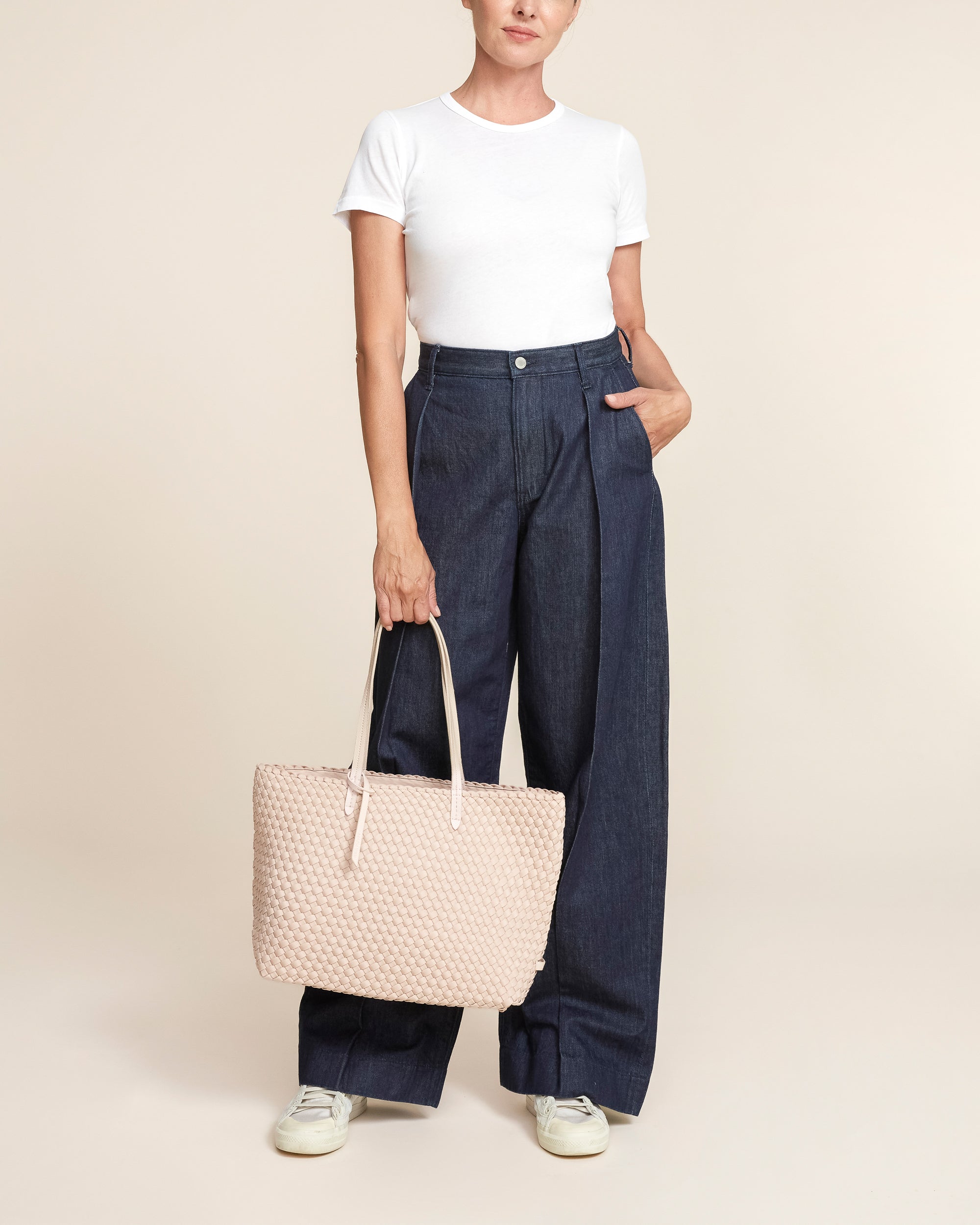 Jetsetter Small Tote in Shell Pink | On Model Full Body