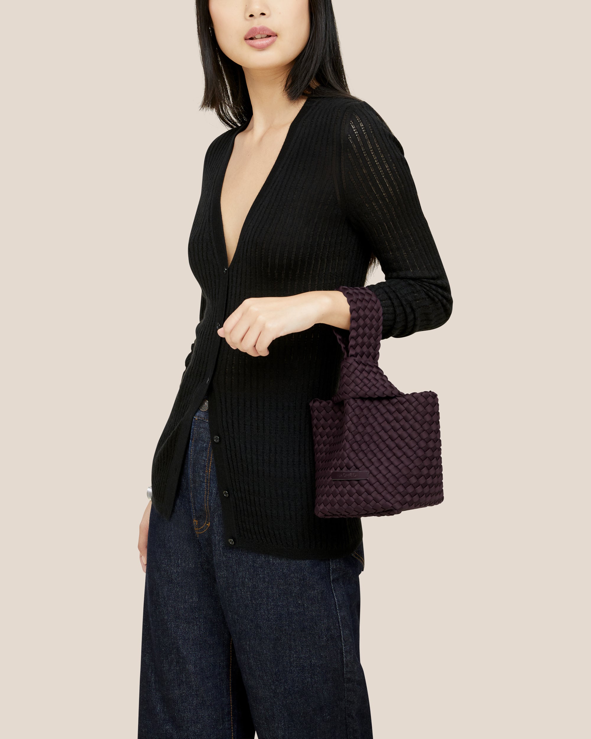 Kyoto Clutch in Aubergine | On Model Close Up