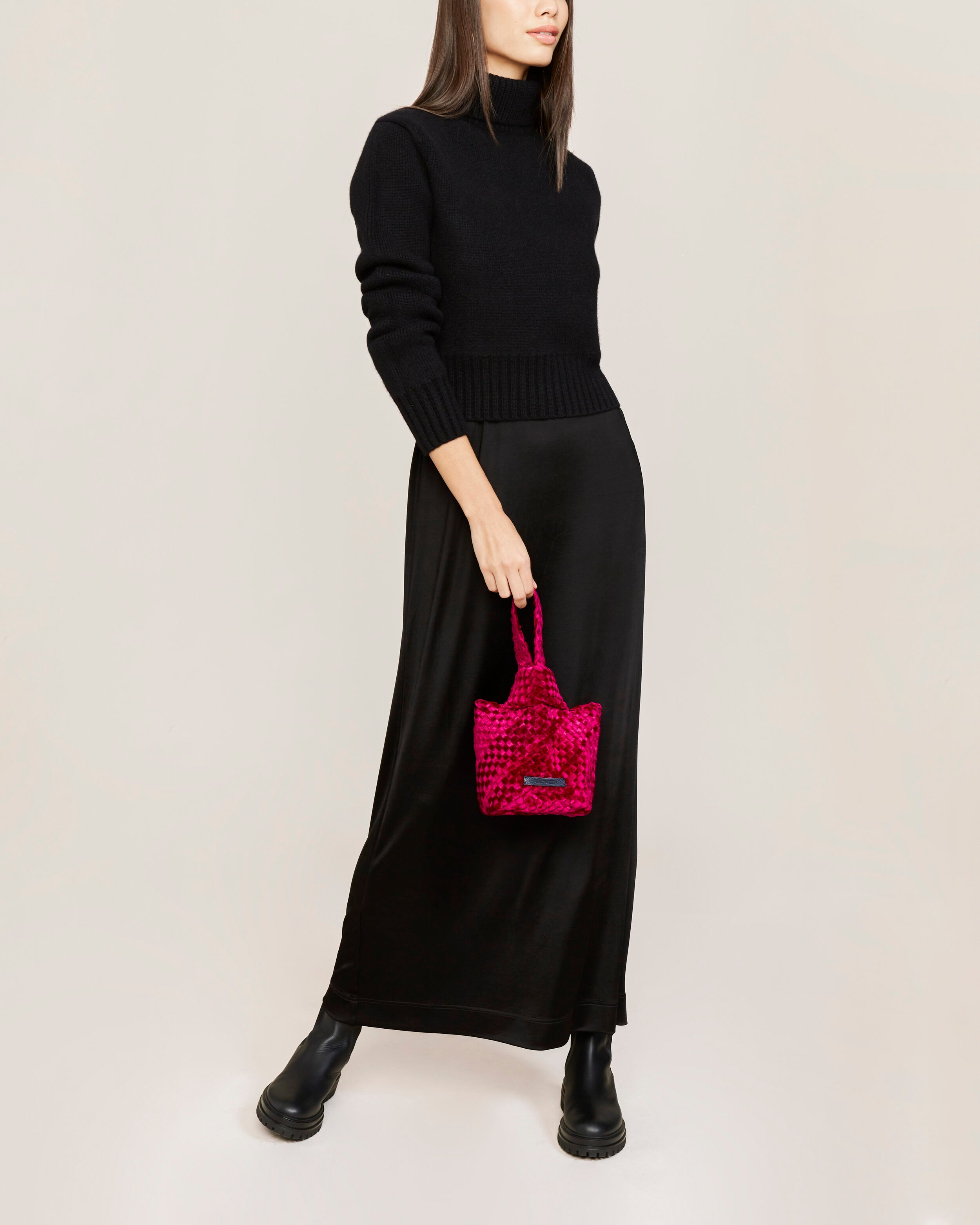 Kyoto Clutch in Crush shown on model to illustrate scale and soft silhouette.